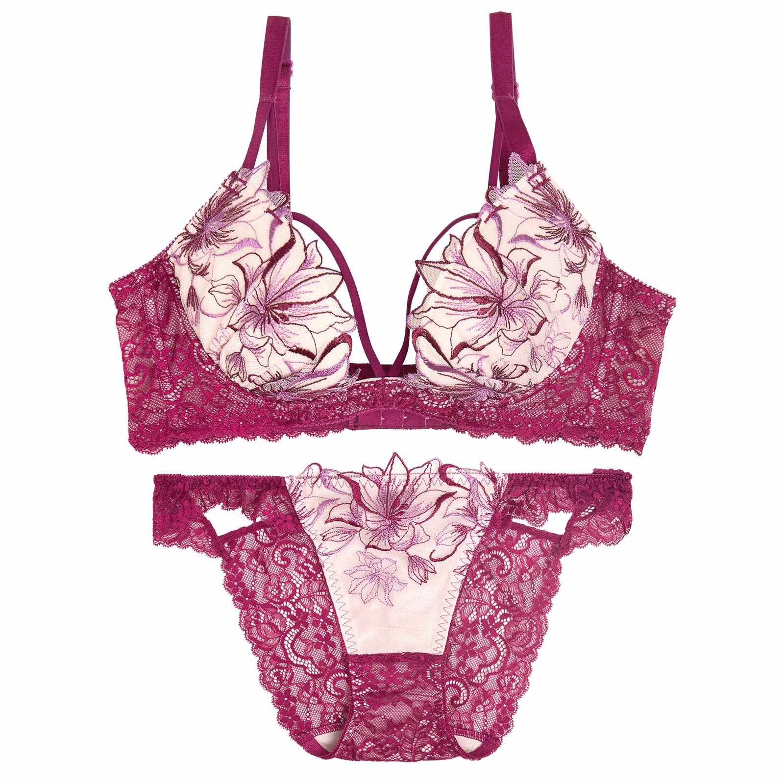 【永尾まりや着用】【Reinest】ミューズリリーカットレーシィ育乳脇高★魔法のブラジャー&バック透けフルバックショーツ