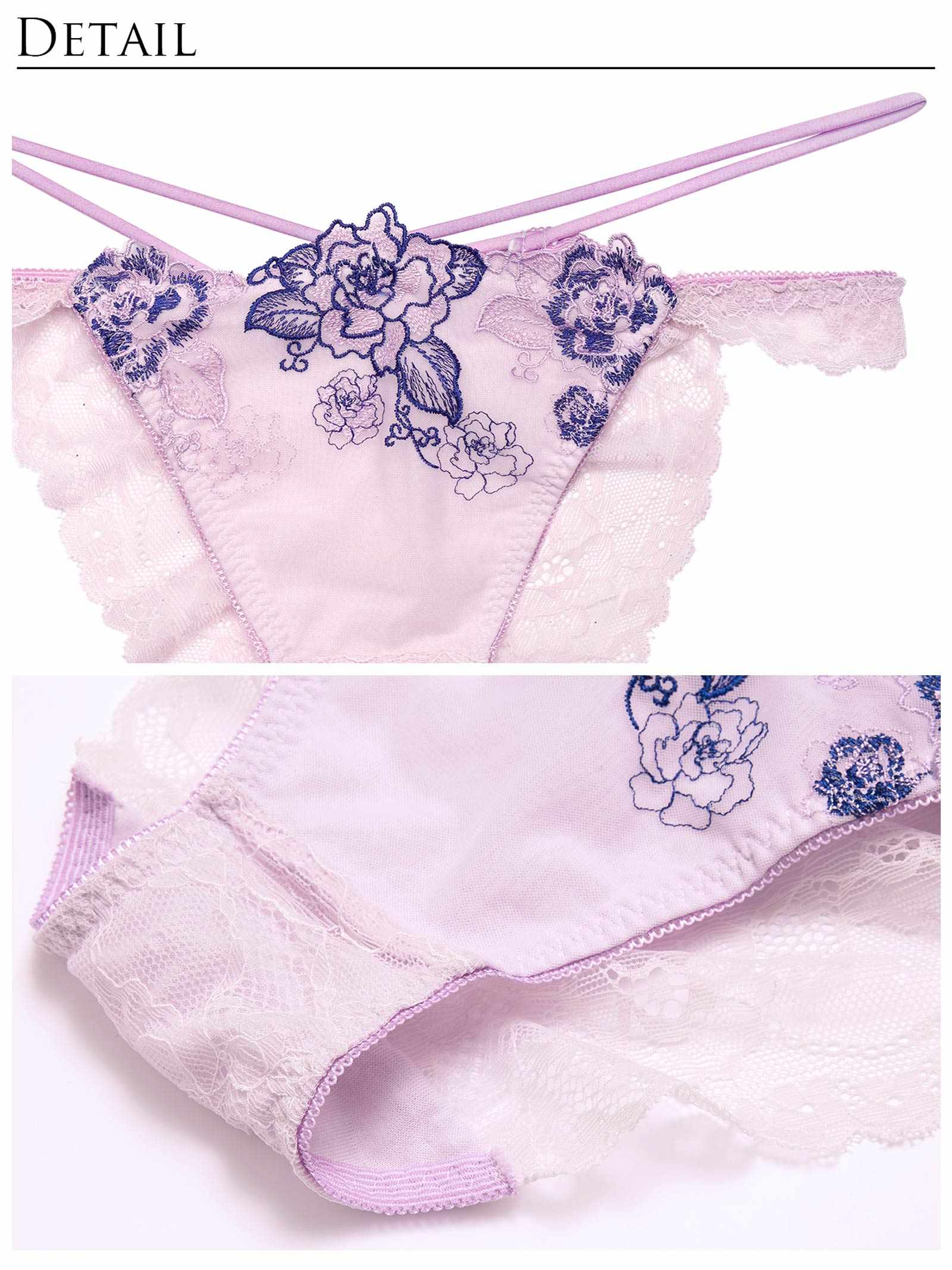 2/14新作!【Reinest】バイカラーヴィンテージローズブラジャー&バック透けフルバックショーツ