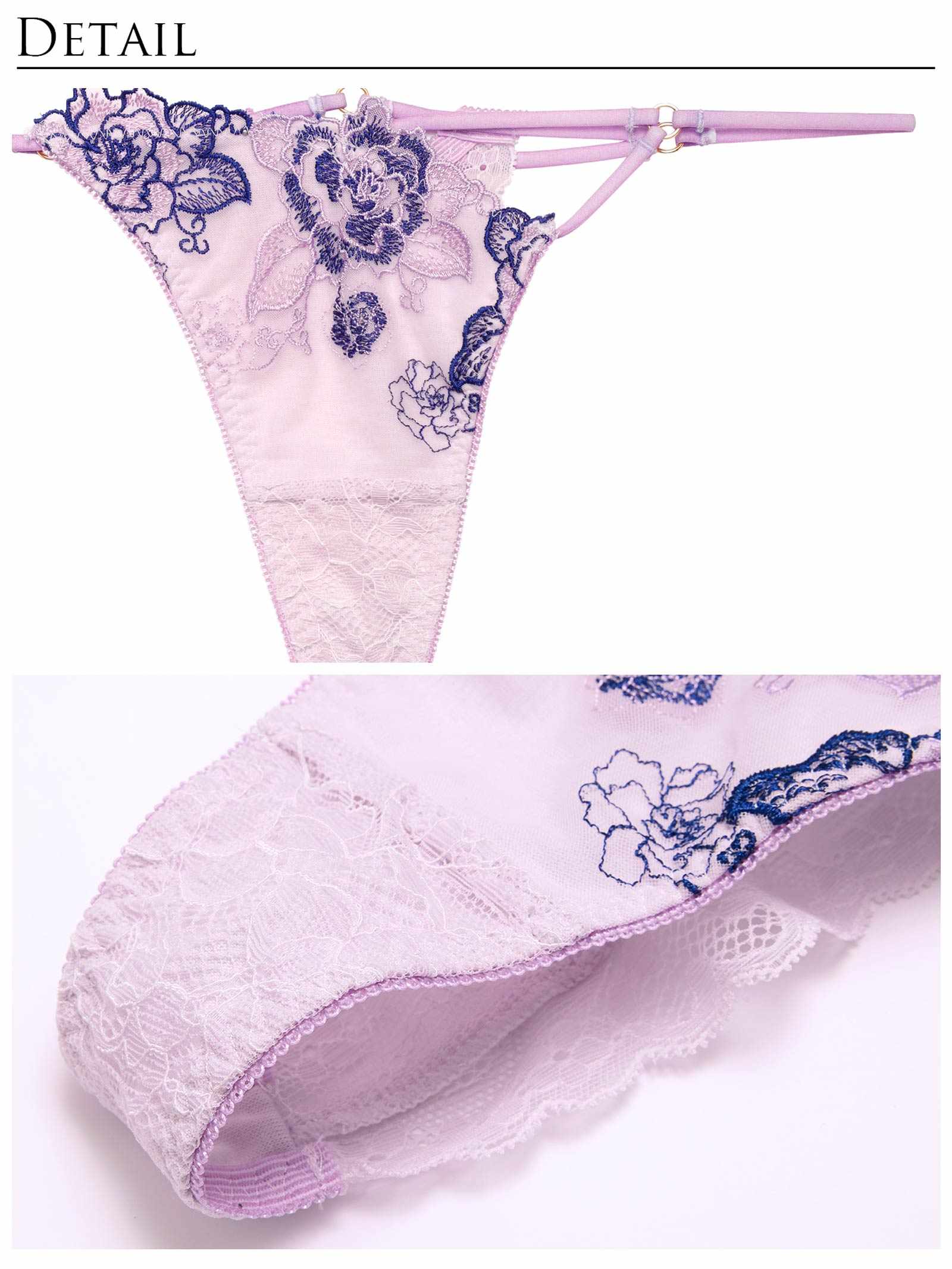 2/14新作!【Reinest】バイカラーヴィンテージローズブラジャー&バック透けTバックショーツ