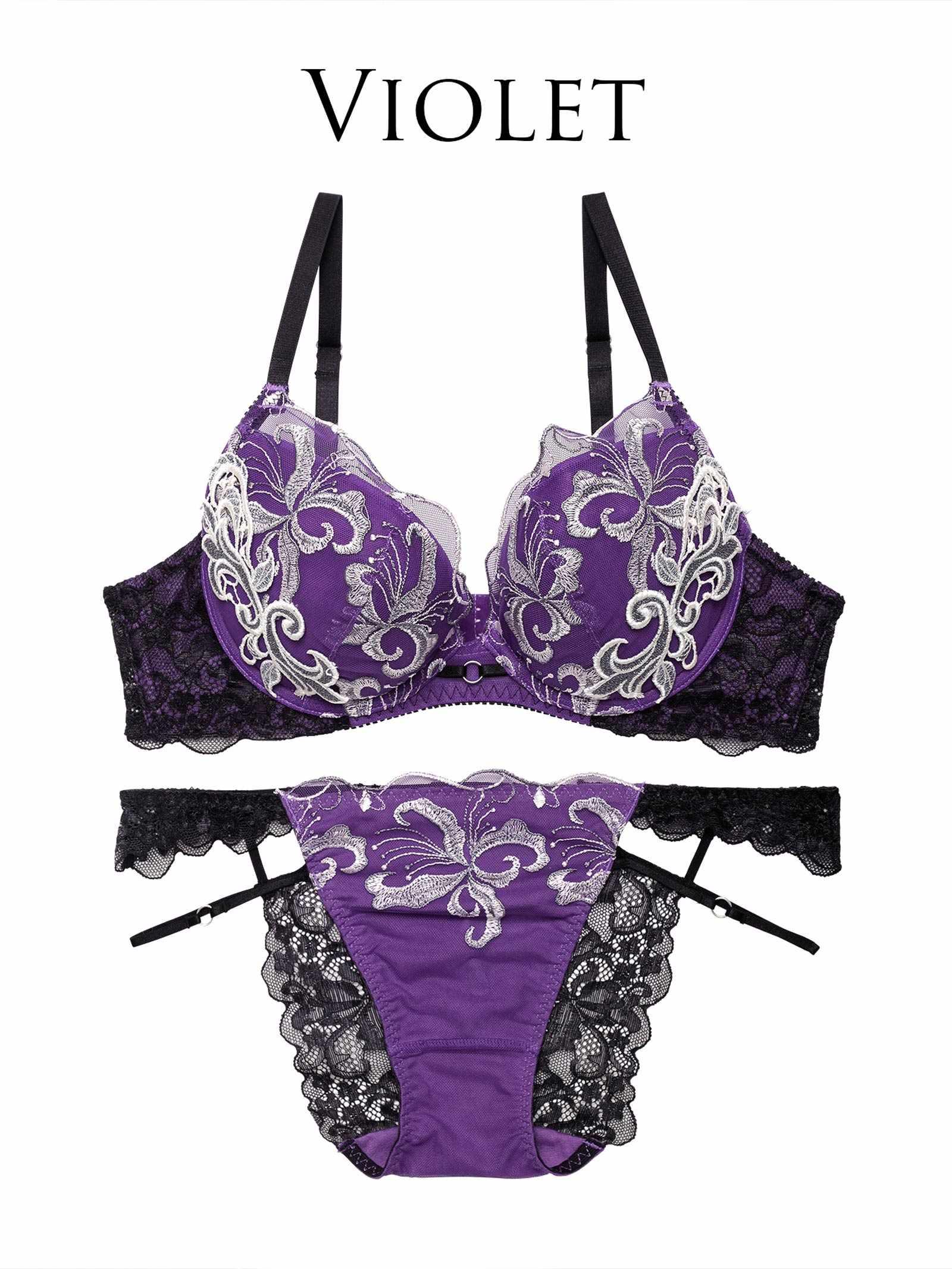 【Reinest】ノーブルボタニークフラワーブラジャー&バック透けフルバックショーツ - 【公式】247Lingerie