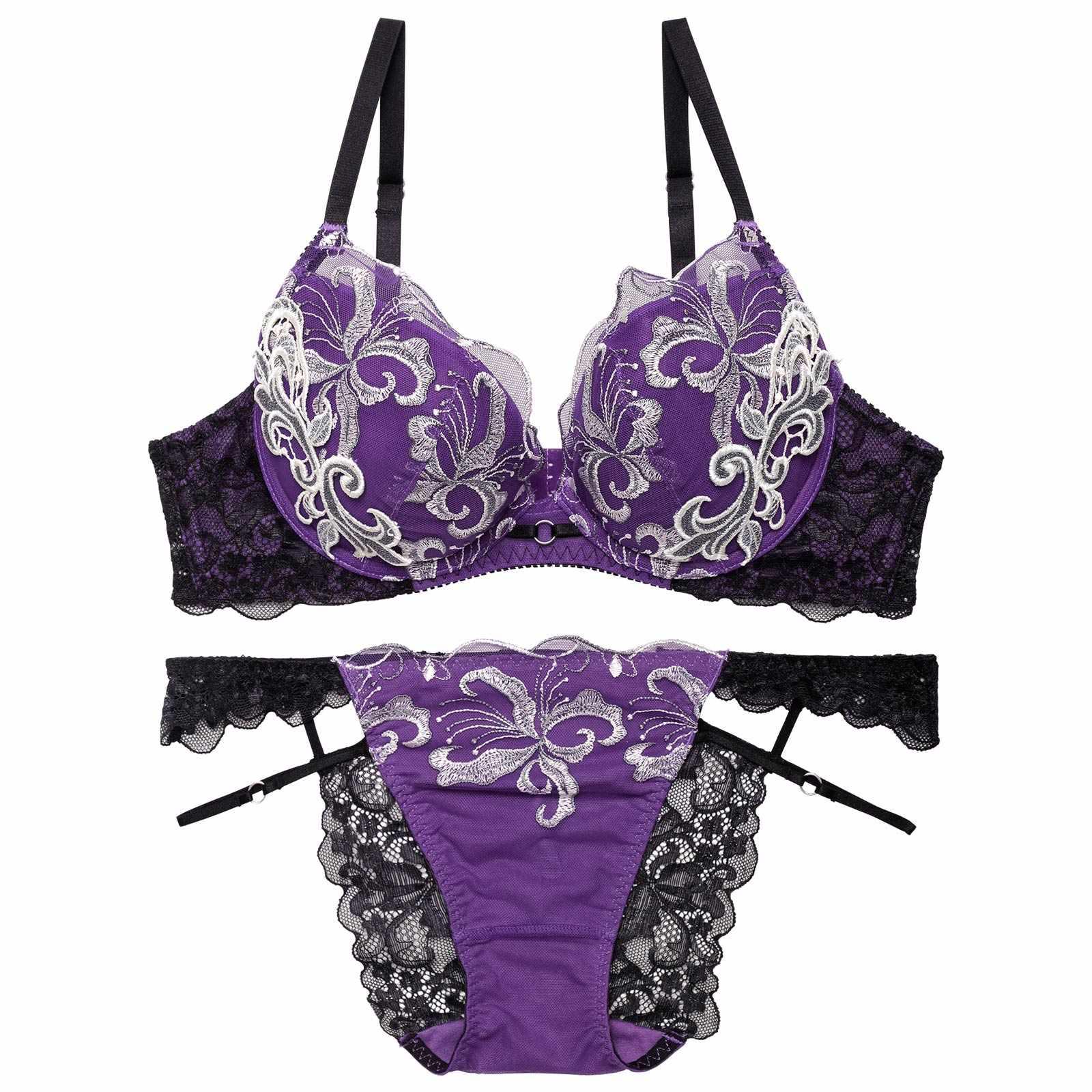 【Reinest】ノーブルボタニークフラワーブラジャー&バック透けフルバックショーツ - 【公式】247Lingerie