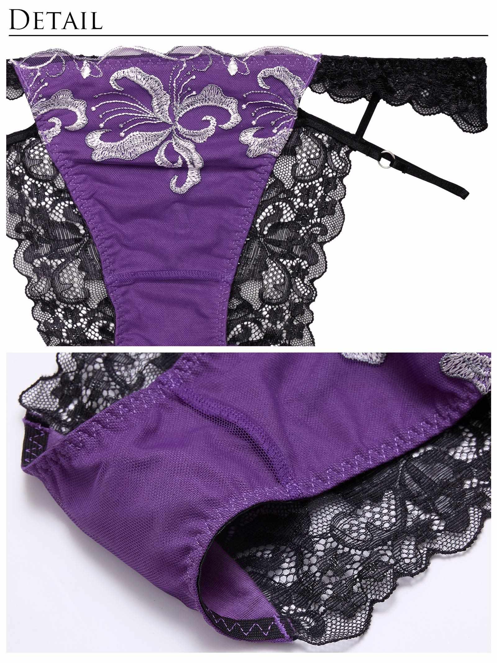 【Reinest】ノーブルボタニークフラワーブラジャー&バック透けフルバックショーツ - 【公式】247Lingerie