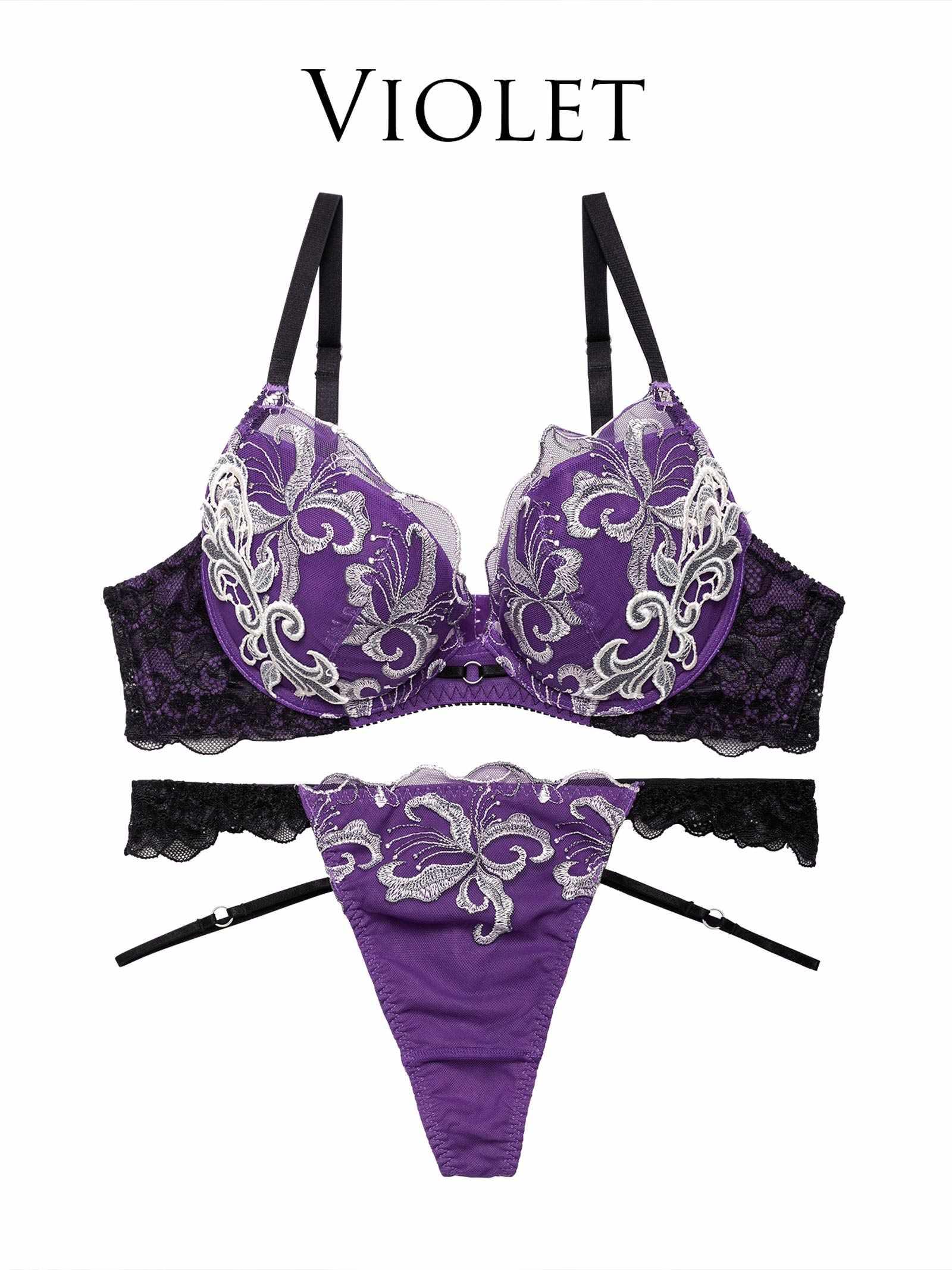 【Reinest】ノーブルボタニークフラワーブラジャー&バック透けTバックショーツ - 【公式】247Lingerie