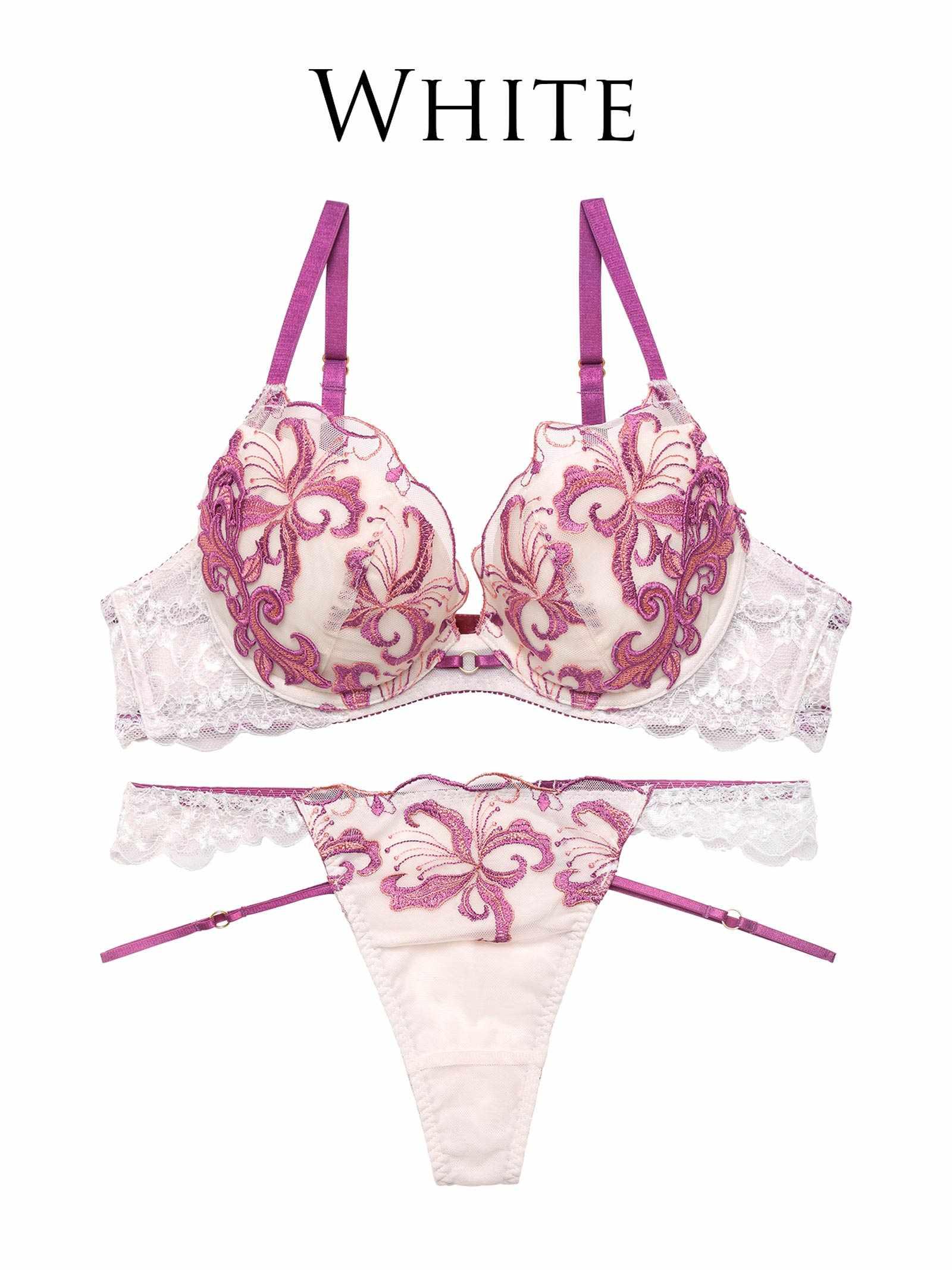 【Reinest】ノーブルボタニークフラワーブラジャー&バック透けTバックショーツ - 【公式】247Lingerie