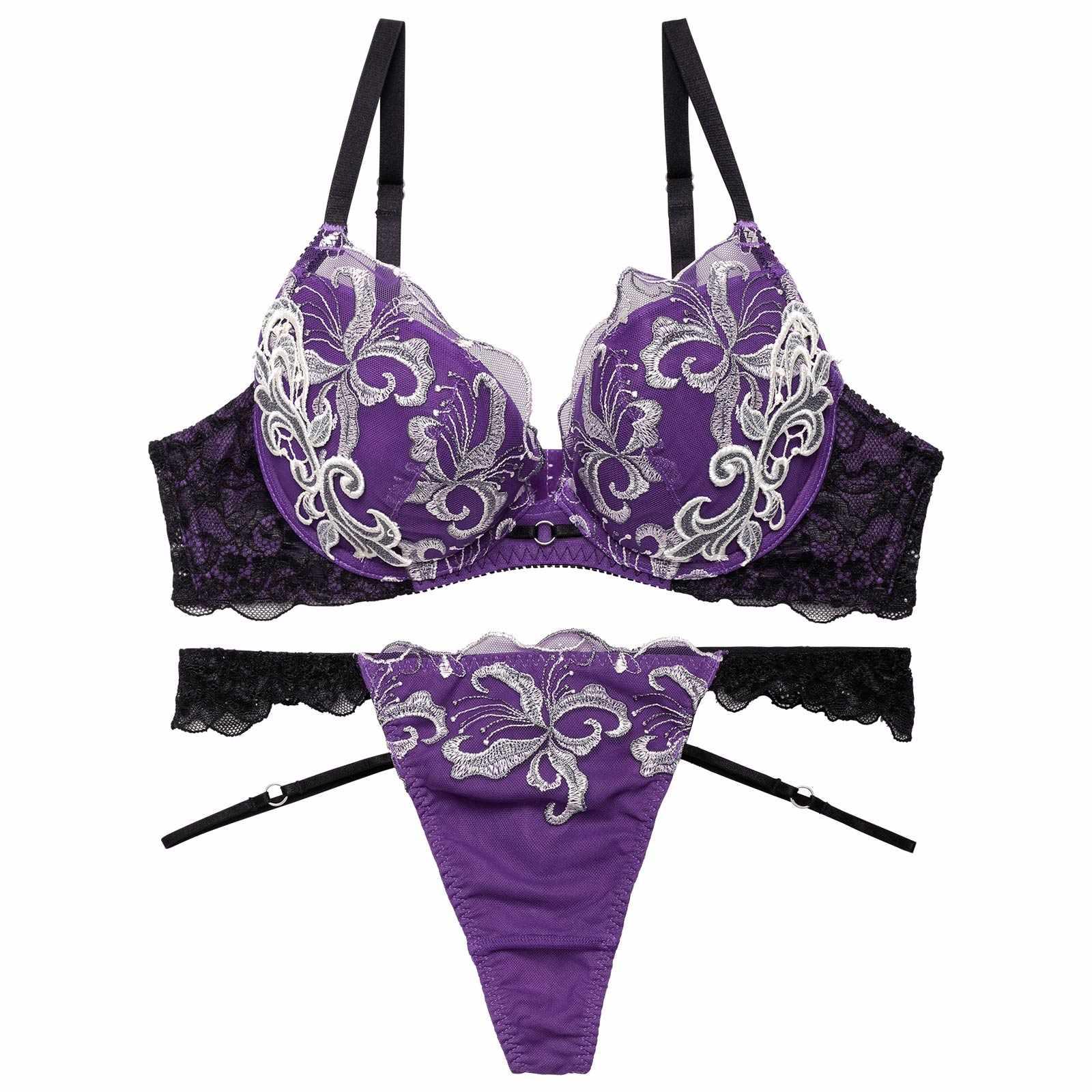 【Reinest】ノーブルボタニークフラワーブラジャー&バック透けTバックショーツ - 【公式】247Lingerie