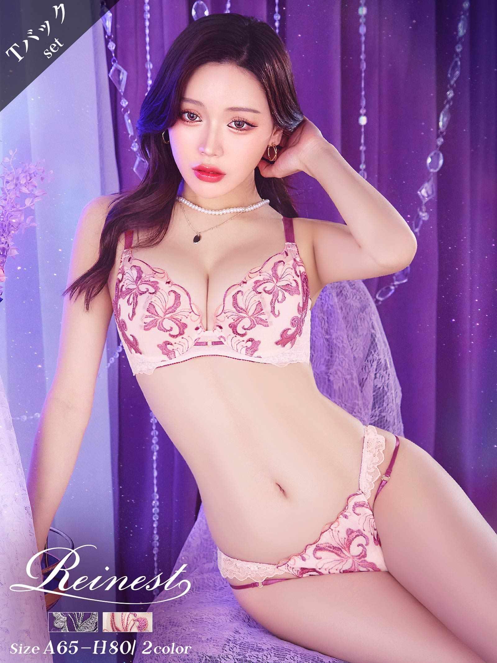 【Reinest】ノーブルボタニークフラワーブラジャー&バック透けTバックショーツ - 【公式】247Lingerie