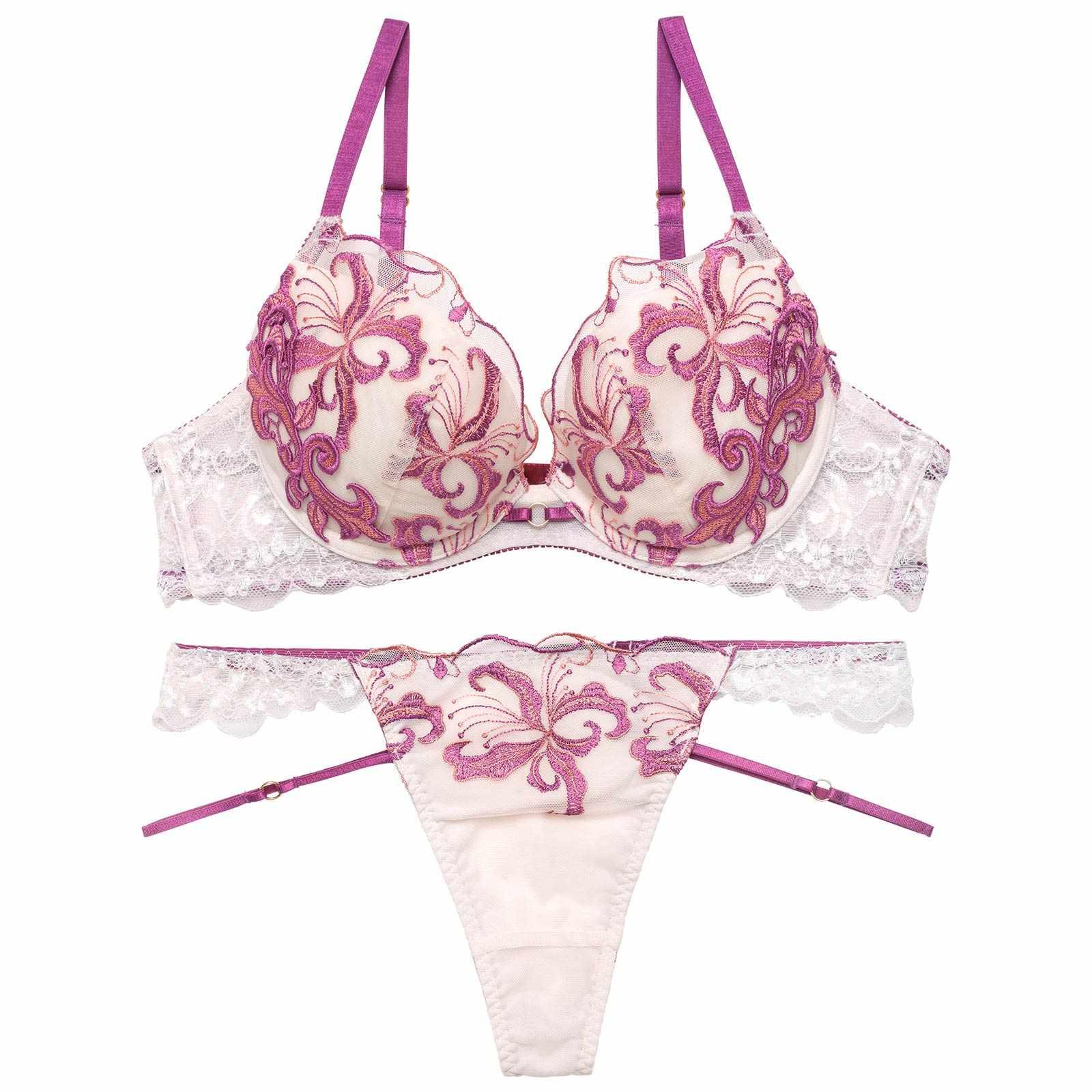 【Reinest】ノーブルボタニークフラワーブラジャー&バック透けTバックショーツ - 【公式】247Lingerie