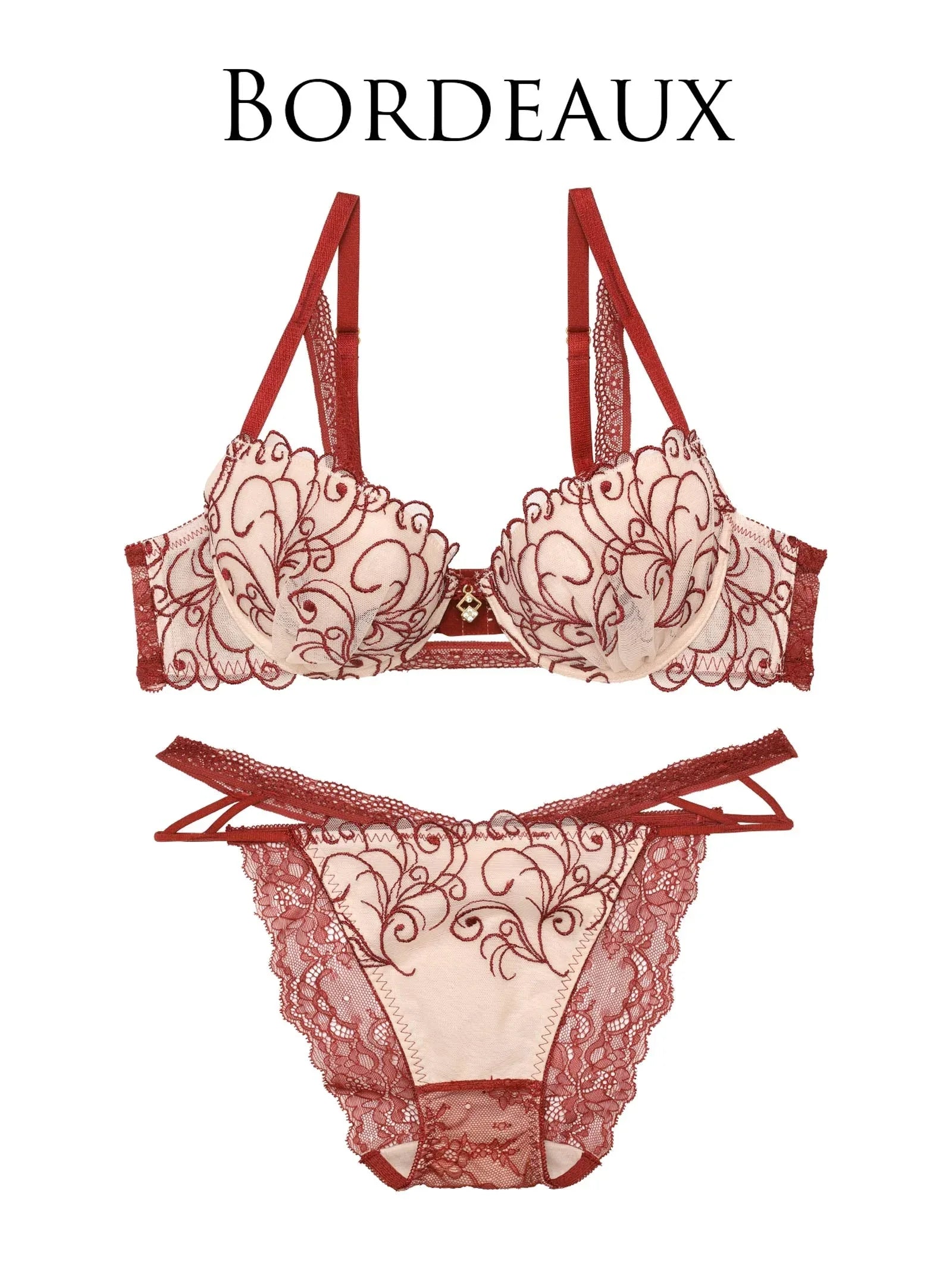 【永尾まりや着用】【Reinest】モダンスカラップアイビーブラジャー&バック透けフルバックショーツ - 【公式】247Lingerie