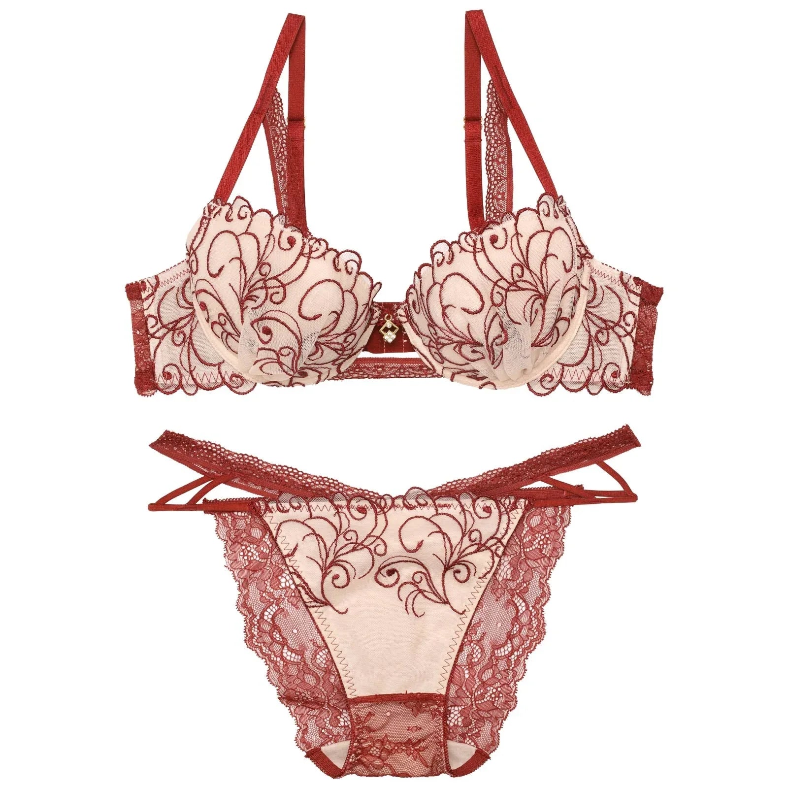 【永尾まりや着用】【Reinest】モダンスカラップアイビーブラジャー&バック透けフルバックショーツ - 【公式】247Lingerie