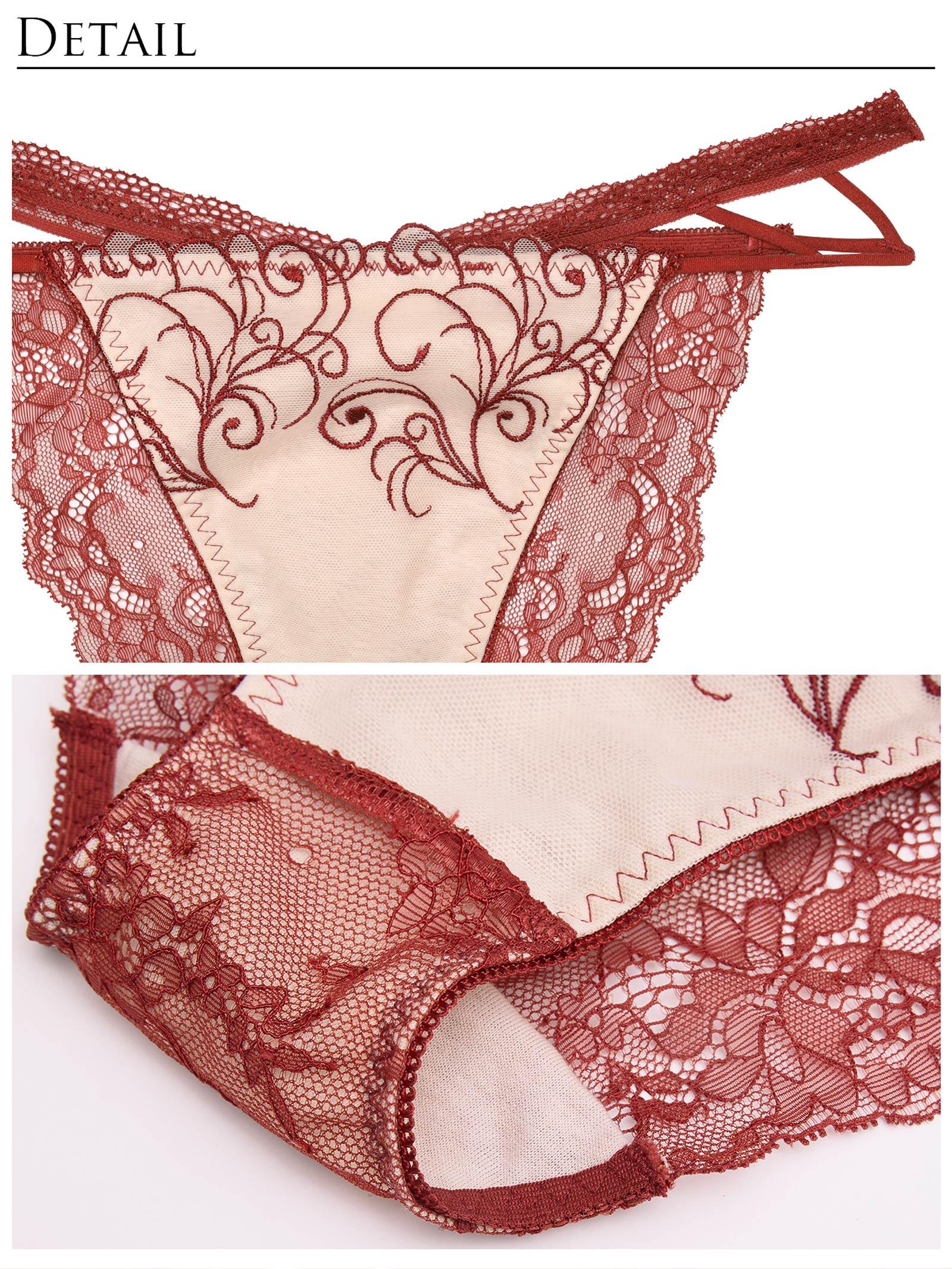 【永尾まりや着用】【Reinest】モダンスカラップアイビーブラジャー&バック透けフルバックショーツ - 【公式】247Lingerie