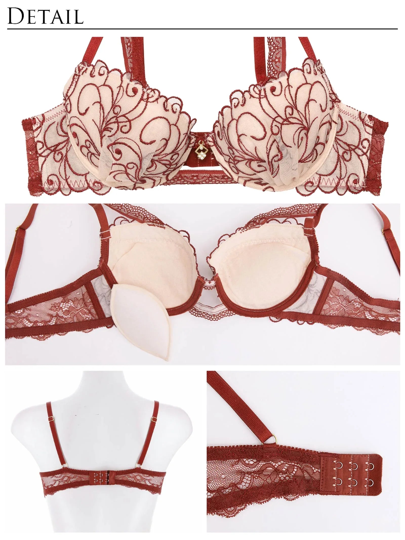 【永尾まりや着用】【Reinest】モダンスカラップアイビーブラジャー&バック透けTバックショーツ - 【公式】247Lingerie