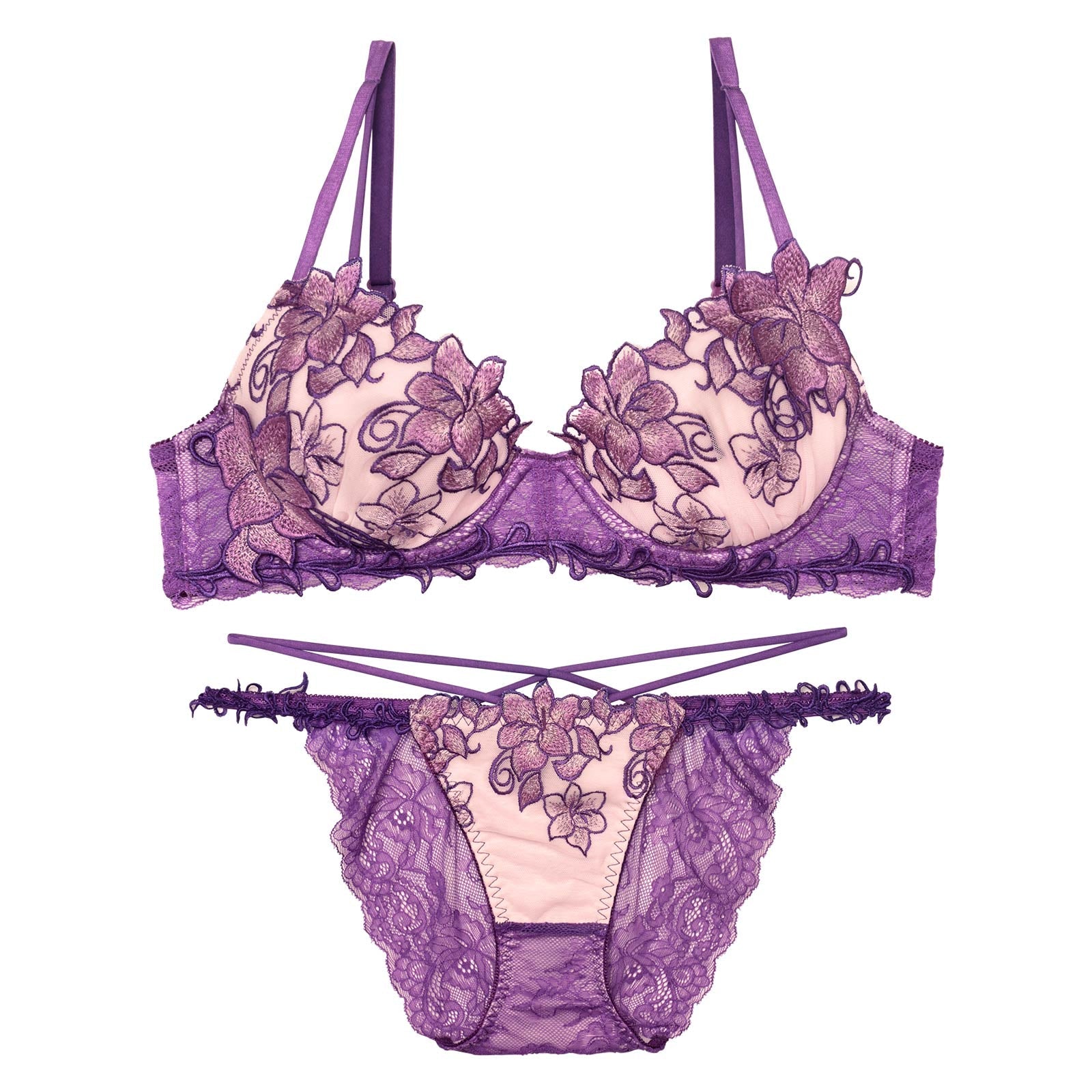 【永尾まりや着用】【Reinest】エトワールアマリリスブラジャー&バック透けフルバックショーツ