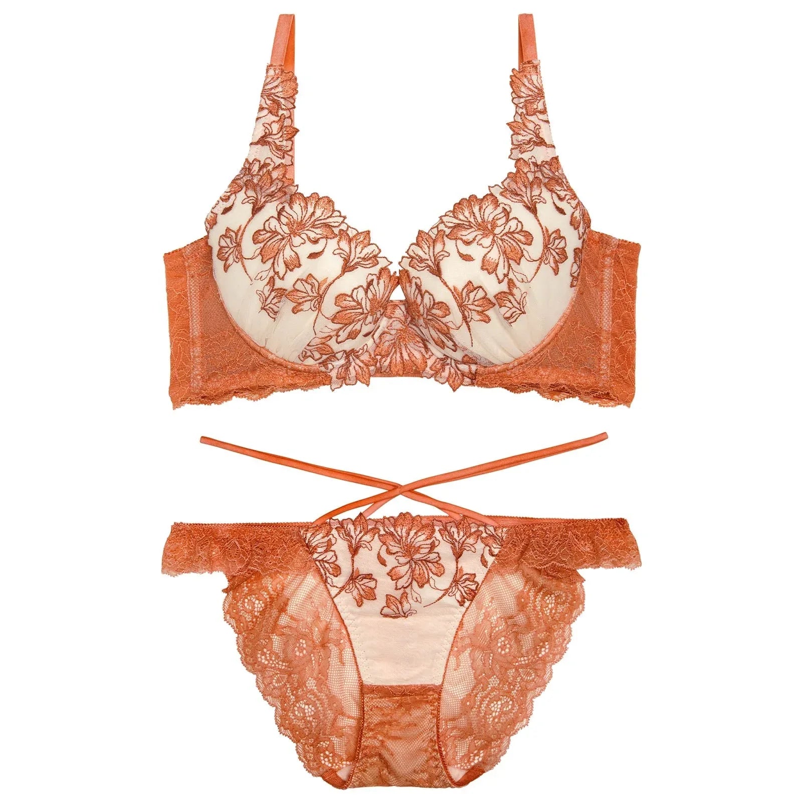 【永尾まりや着用】【Reinest】ビューティフォールフラワーブラジャー&バック透けフルバックショーツ