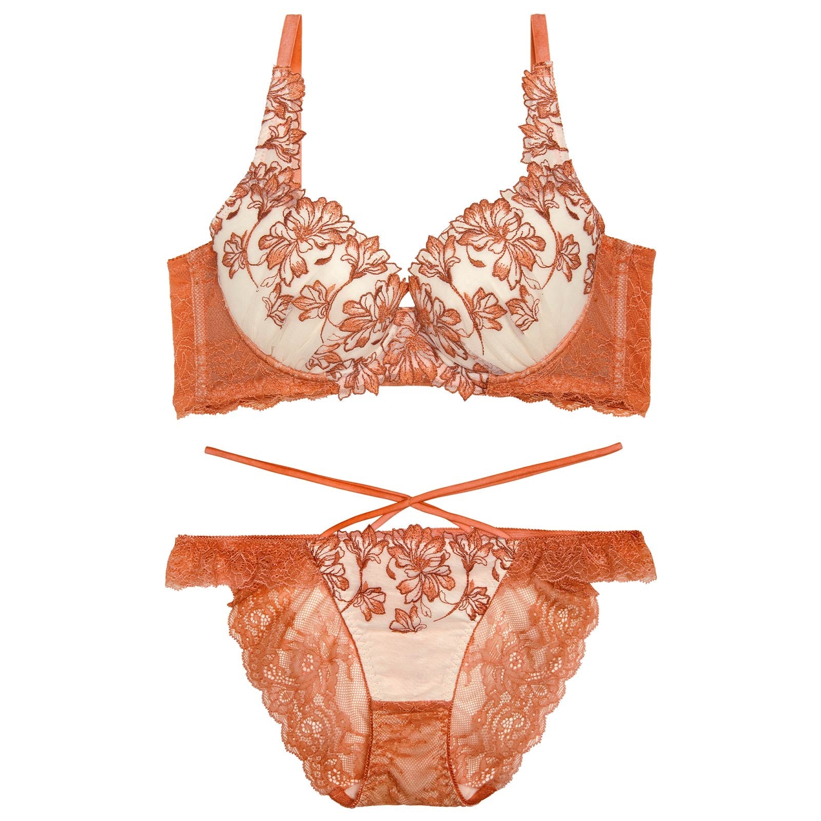 10/27新作!【永尾まりや着用】【Reinest】ビューティフォールフラワーブラジャー&バック透けフルバックショーツ