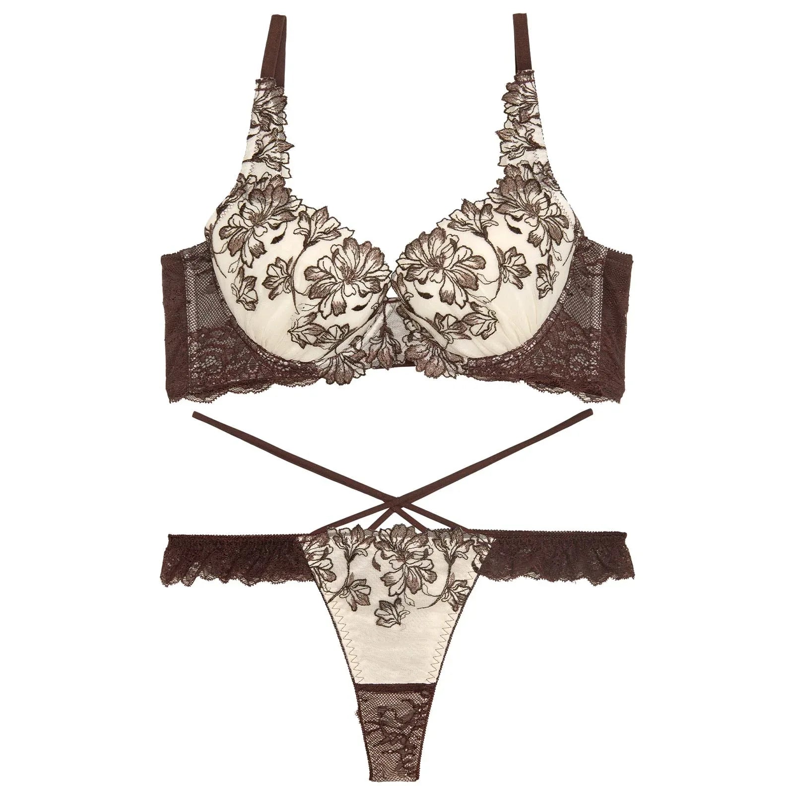 【永尾まりや着用】【Reinest】ビューティフォールフラワーブラジャー&バック透けTバックショーツ