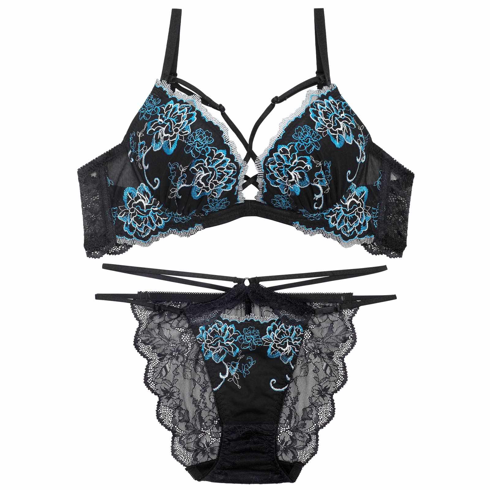 4/27新作!【Reinest】グラマラスフルールコードブラジャー&バック透けフルバックショーツ