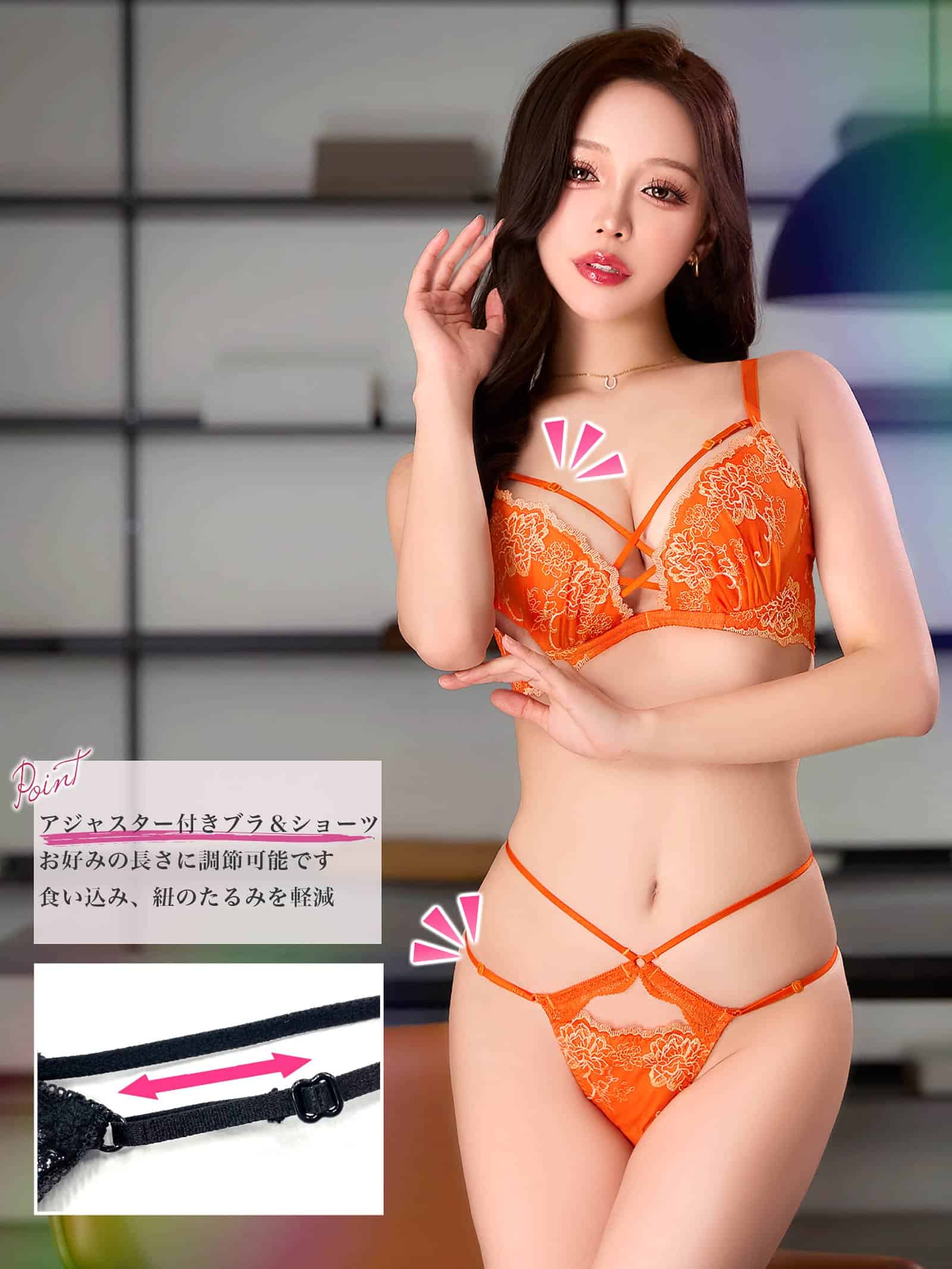 4/27新作!【Reinest】グラマラスフルールコードブラジャー&バック透けTバックショーツ