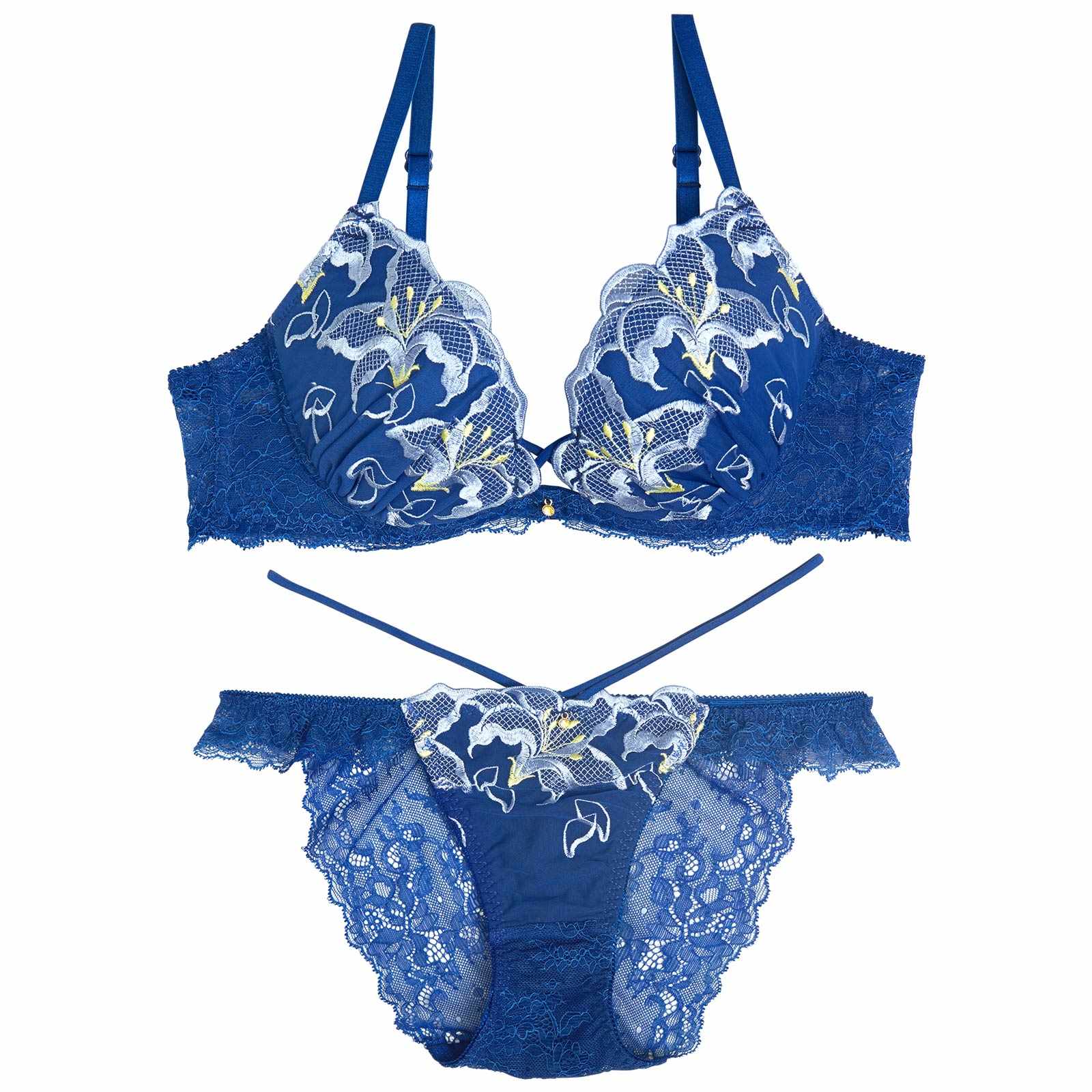 【永尾まりや着用】【Reinest】ノクターンブルームリリーブラジャー&バック透けフルバックショーツ