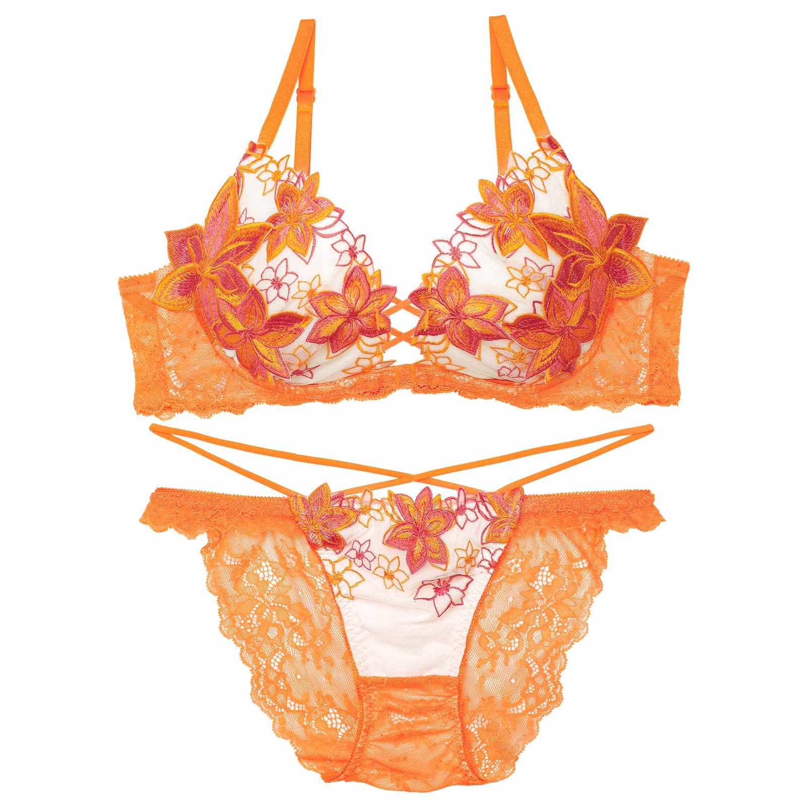 【永尾まりや着用】【Reinest】ラグジュアリー クレマチスブラジャー&バック透けフルバックショーツ