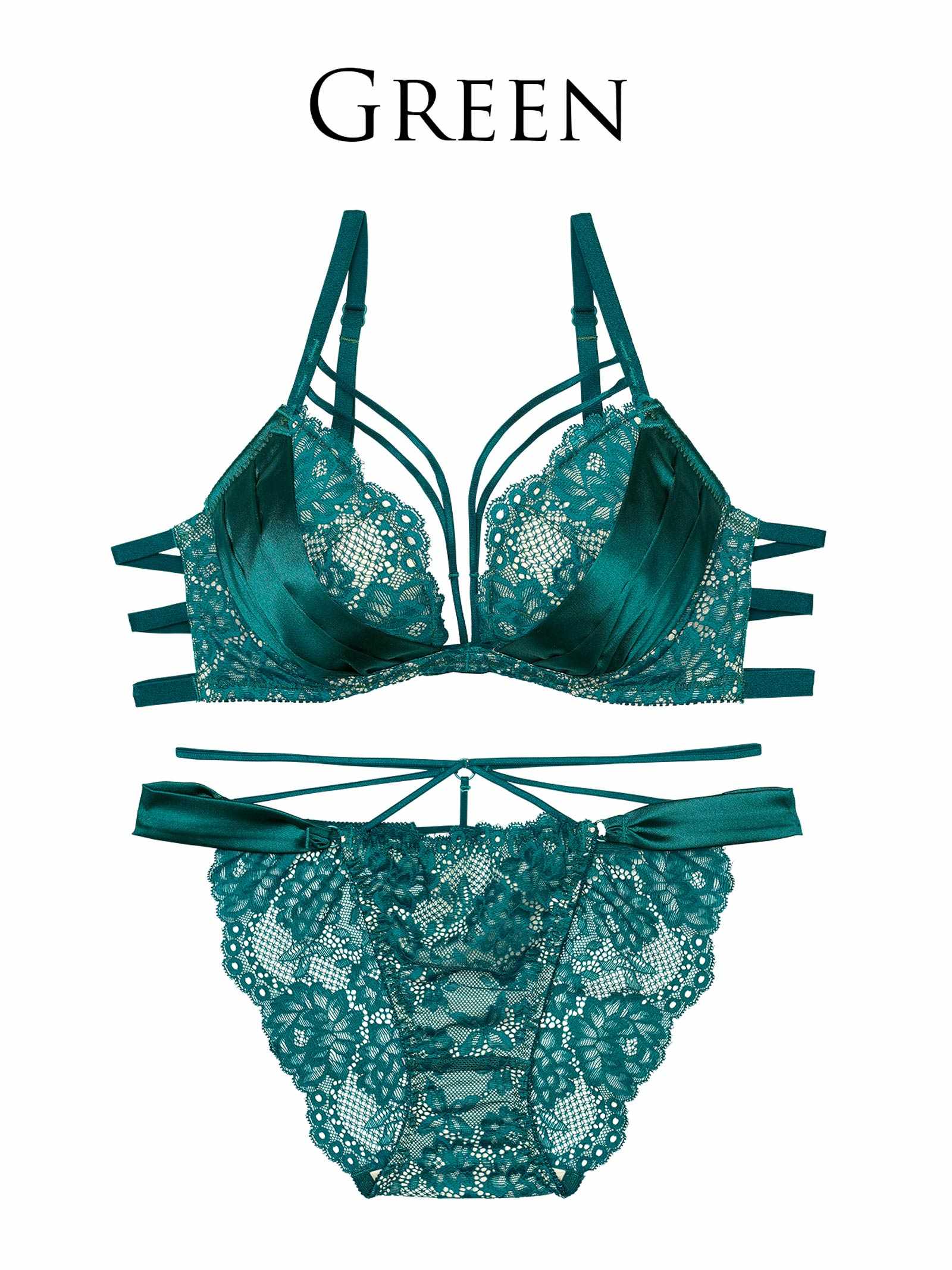 10/8新作!【Reinest】グラマラスサテンコードブラジャー&バック透けフルバックショーツ