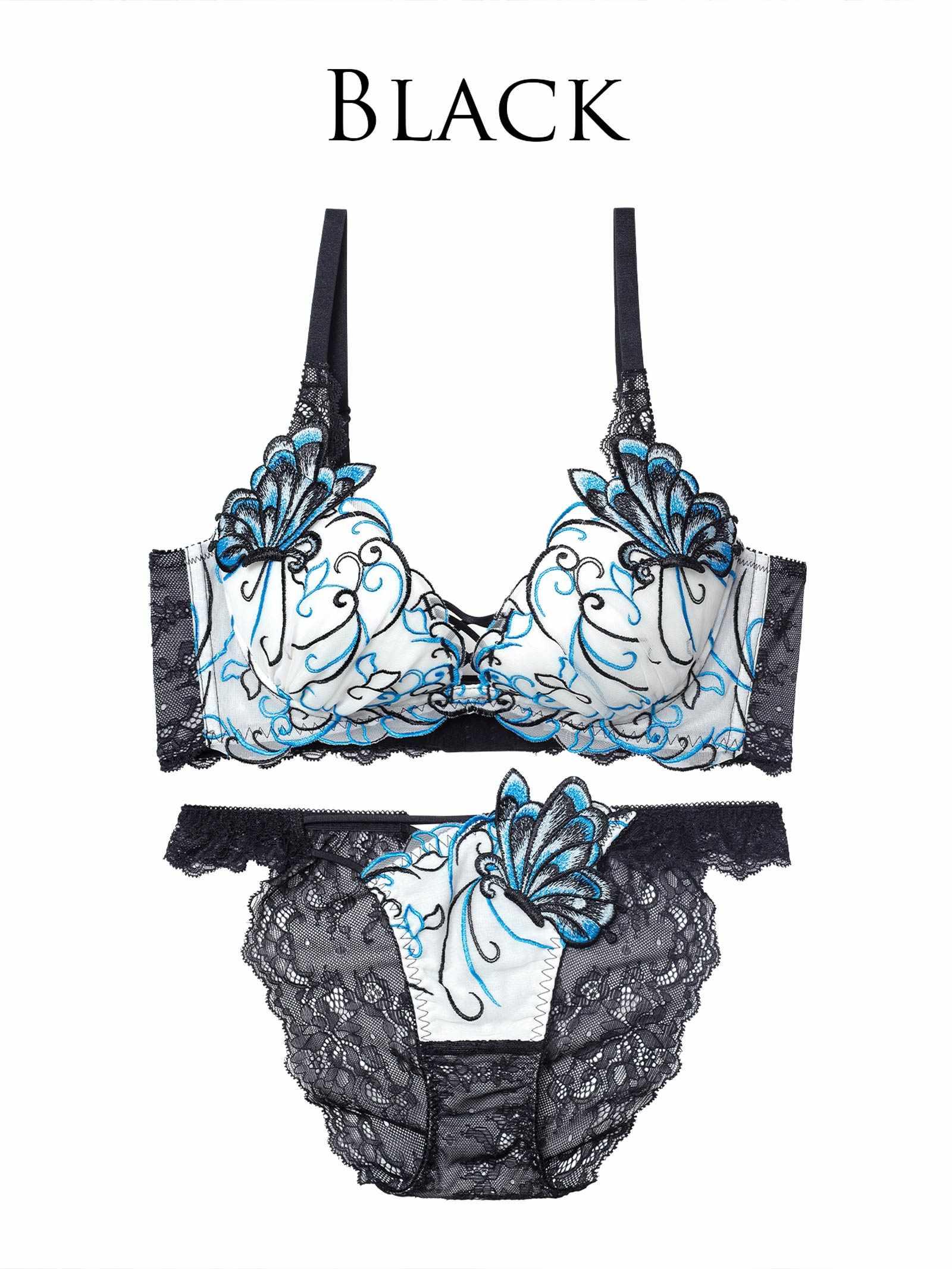 3/6再販!【永尾まりや着用】【Reinest】アラベスクパピヨンレース育乳脇高★魔法のブラジャー&バック透けフルバックショーツ