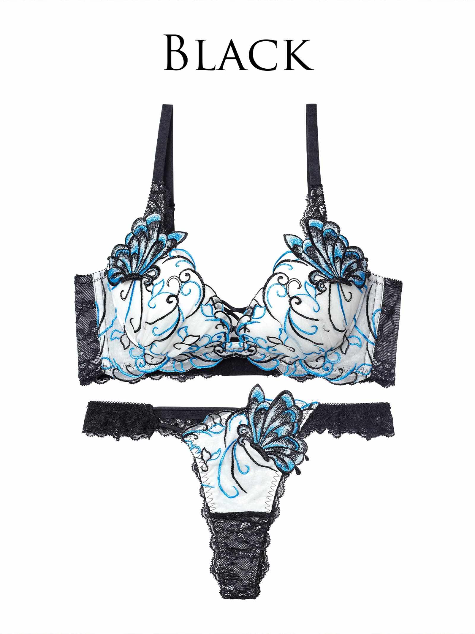 11/26新作!【永尾まりや着用】【Reinest】アラベスクパピヨンレース育乳脇高★魔法のブラジャー&バック透けTバックショーツ