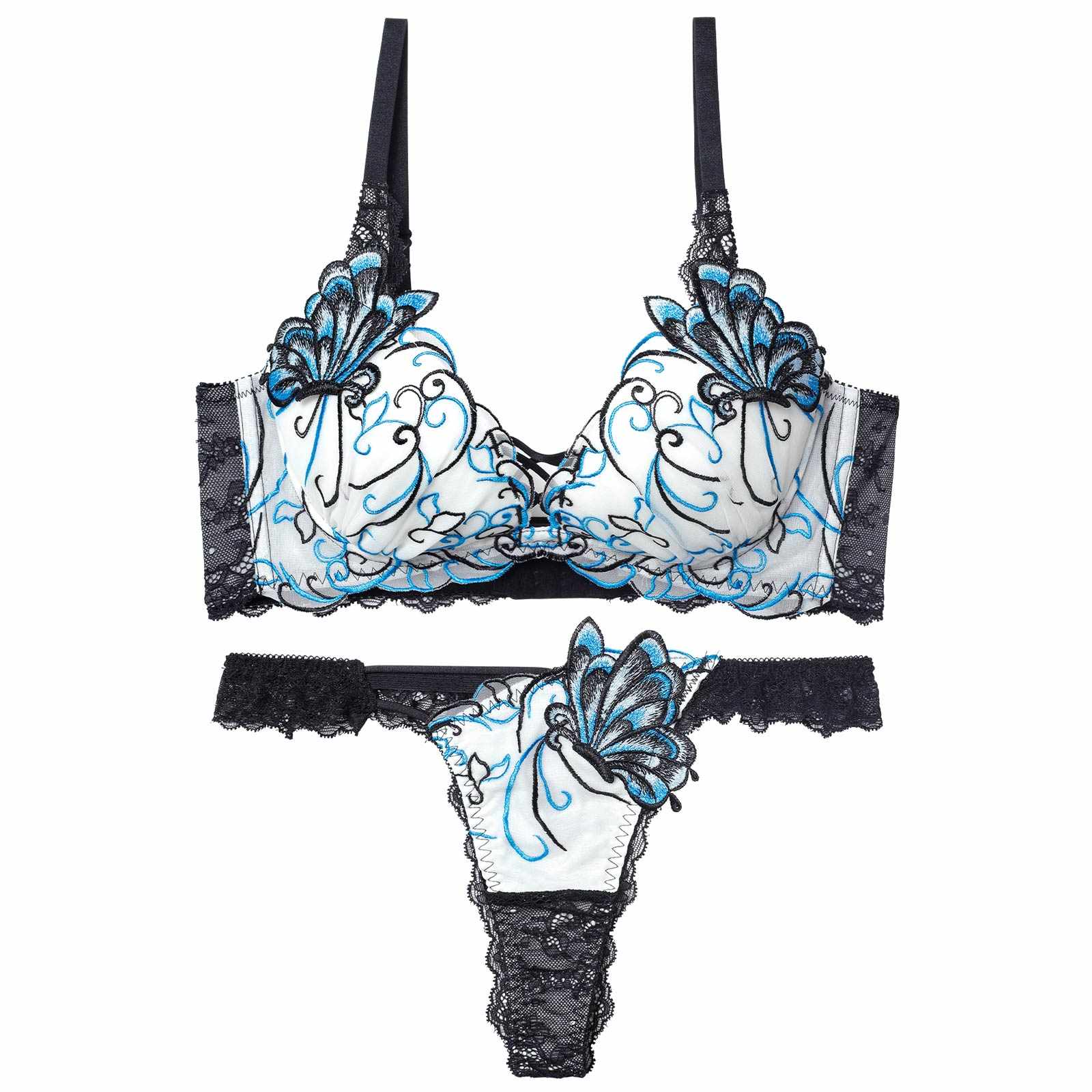 11/26新作!【永尾まりや着用】【Reinest】アラベスクパピヨンレース育乳脇高★魔法のブラジャー&バック透けTバックショーツ