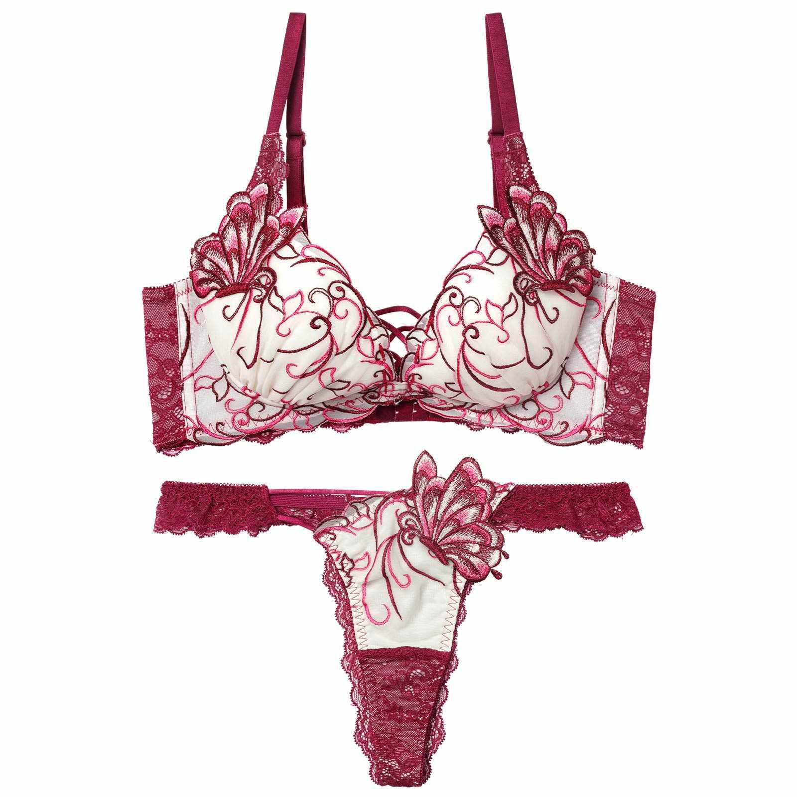 3/6再販!【永尾まりや着用】【Reinest】アラベスクパピヨンレース育乳脇高★魔法のブラジャー&バック透けTバックショーツ