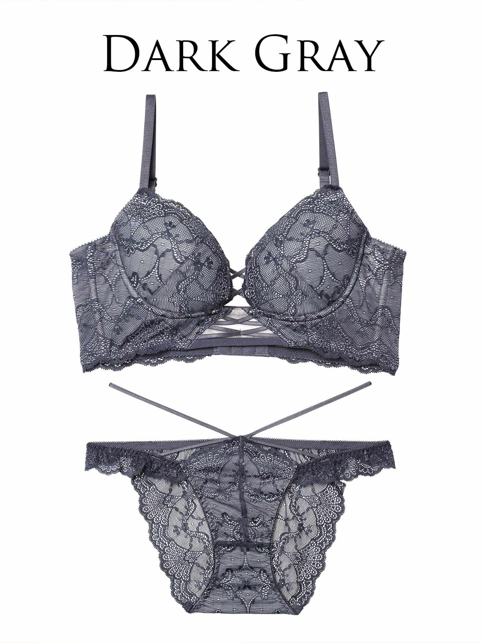 12/17新作!【Reinest】ラグジュアリーレースアップ背中魅せブラジャー&バック透けフルバックショーツ