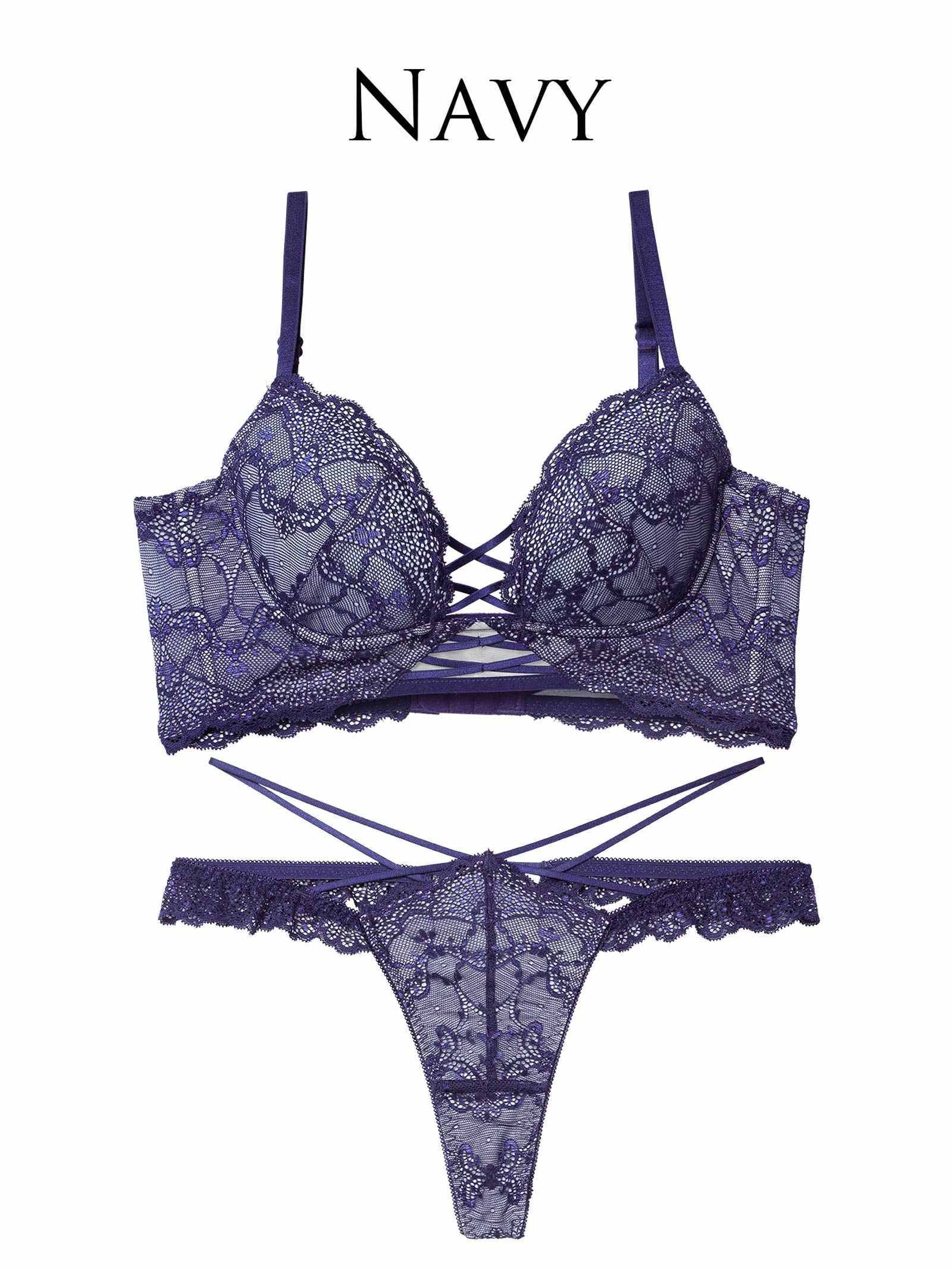 12/17新作!【Reinest】ラグジュアリーレースアップ背中魅せブラジャー&バック透けTバックショーツ