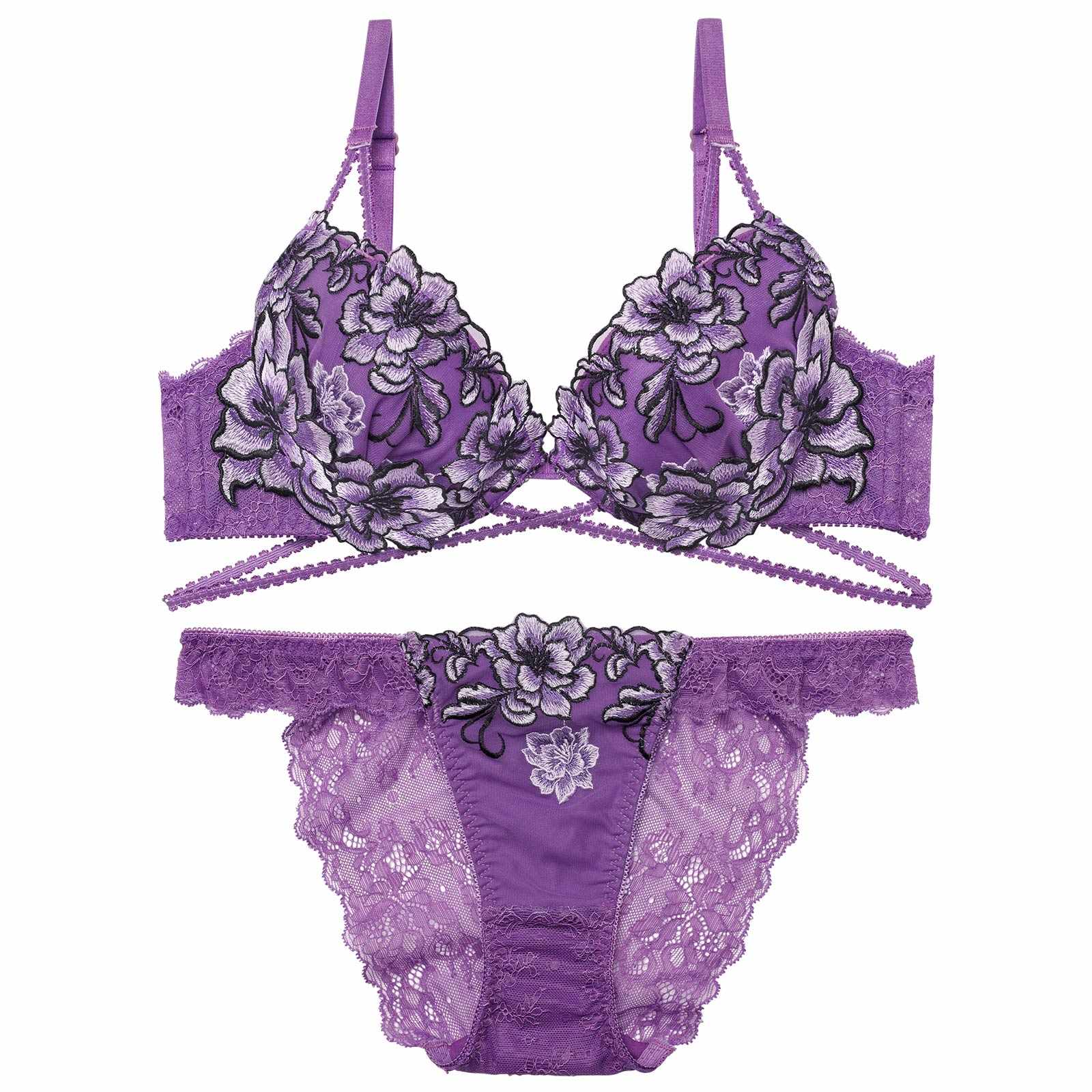 1/26新作!【Reinest】グラマラスブーケコードブラジャー&バック透けフルバックショーツ