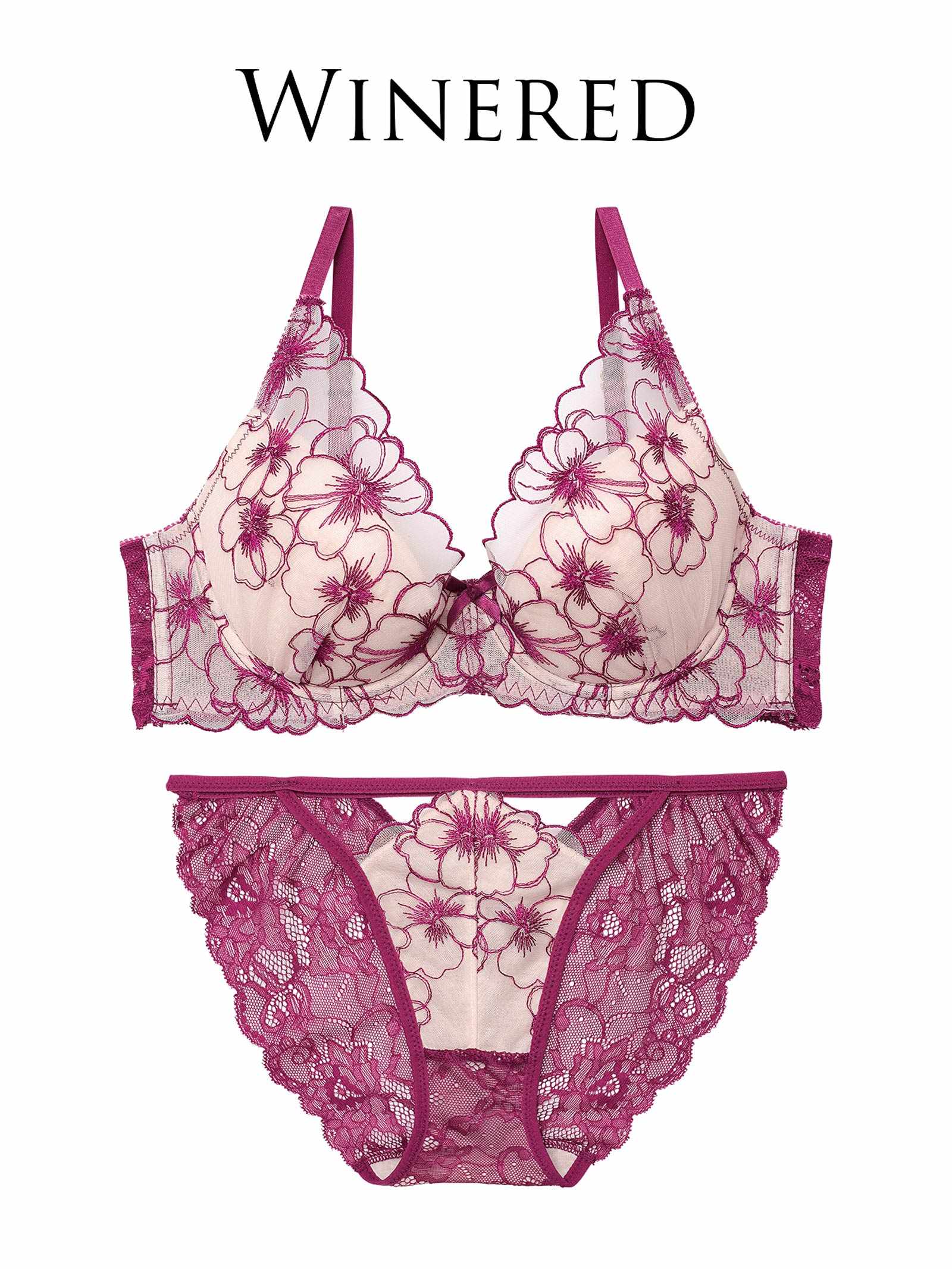 9/15新作【Reinest】ロマンスビオラエンブロイダリーブラジャー&バック透けフルバックショーツ