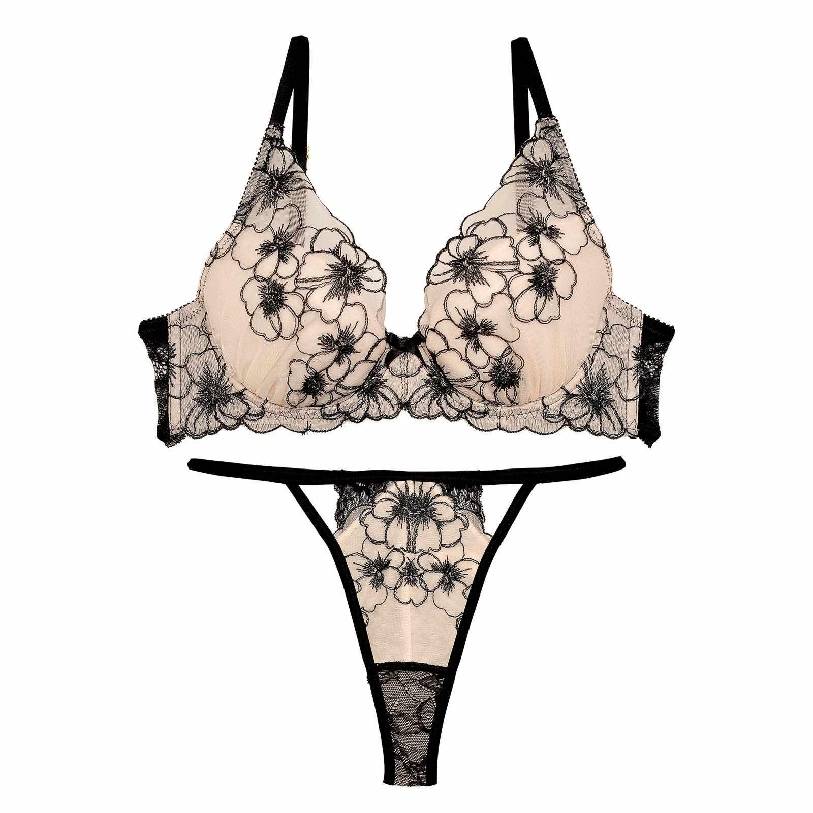 1/20再販!【Reinest】ロマンスビオラエンブロイダリーブラジャー&バック透けTバックショーツ - 【公式】247Lingerie