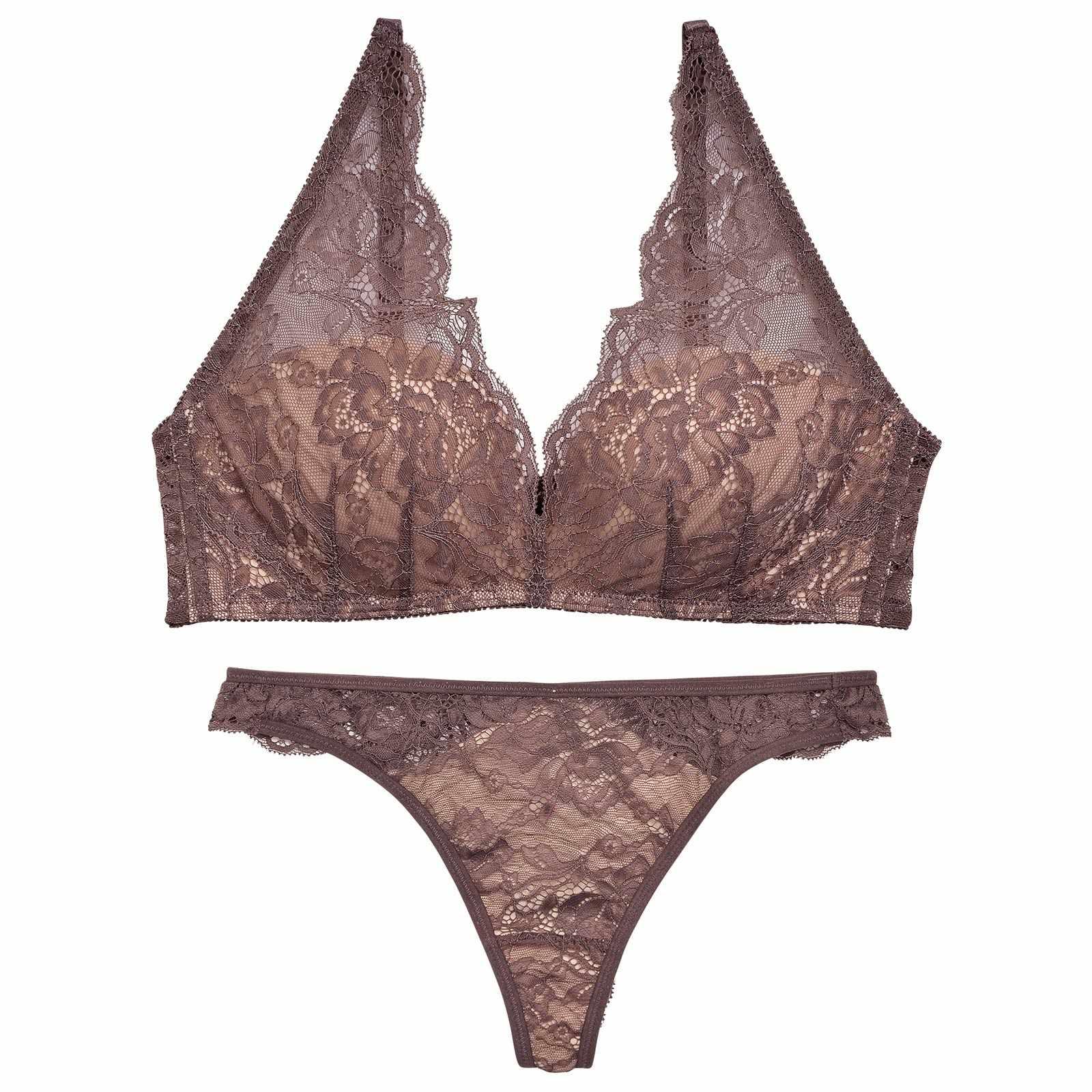 【ノンワイヤー】スフレブラジャー&バック透けTバックショーツ