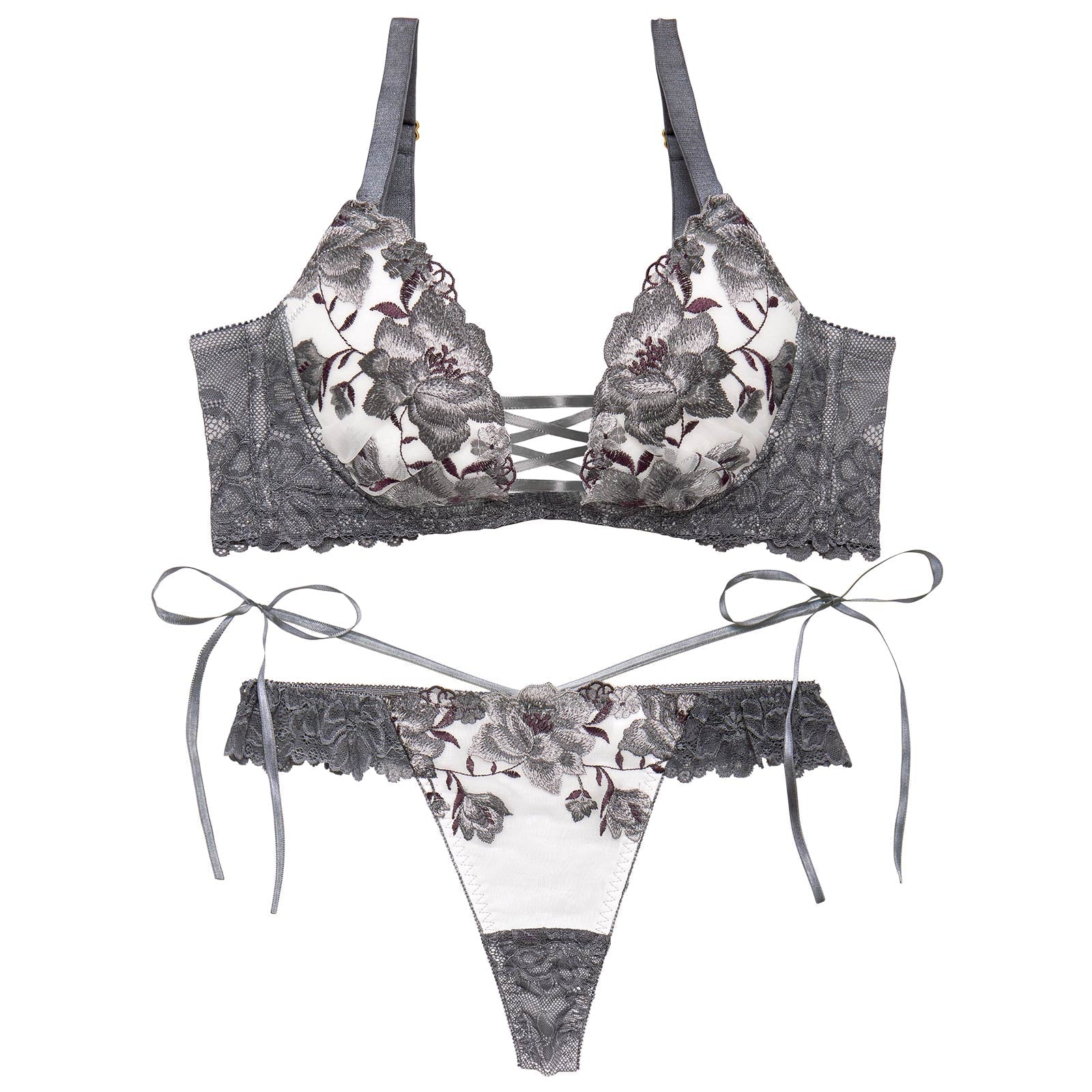 【永尾まりや着用】【Reinest】エレガンスピオニーブルーム育乳脇高★魔法のブラジャー&バック透けTバックショーツ