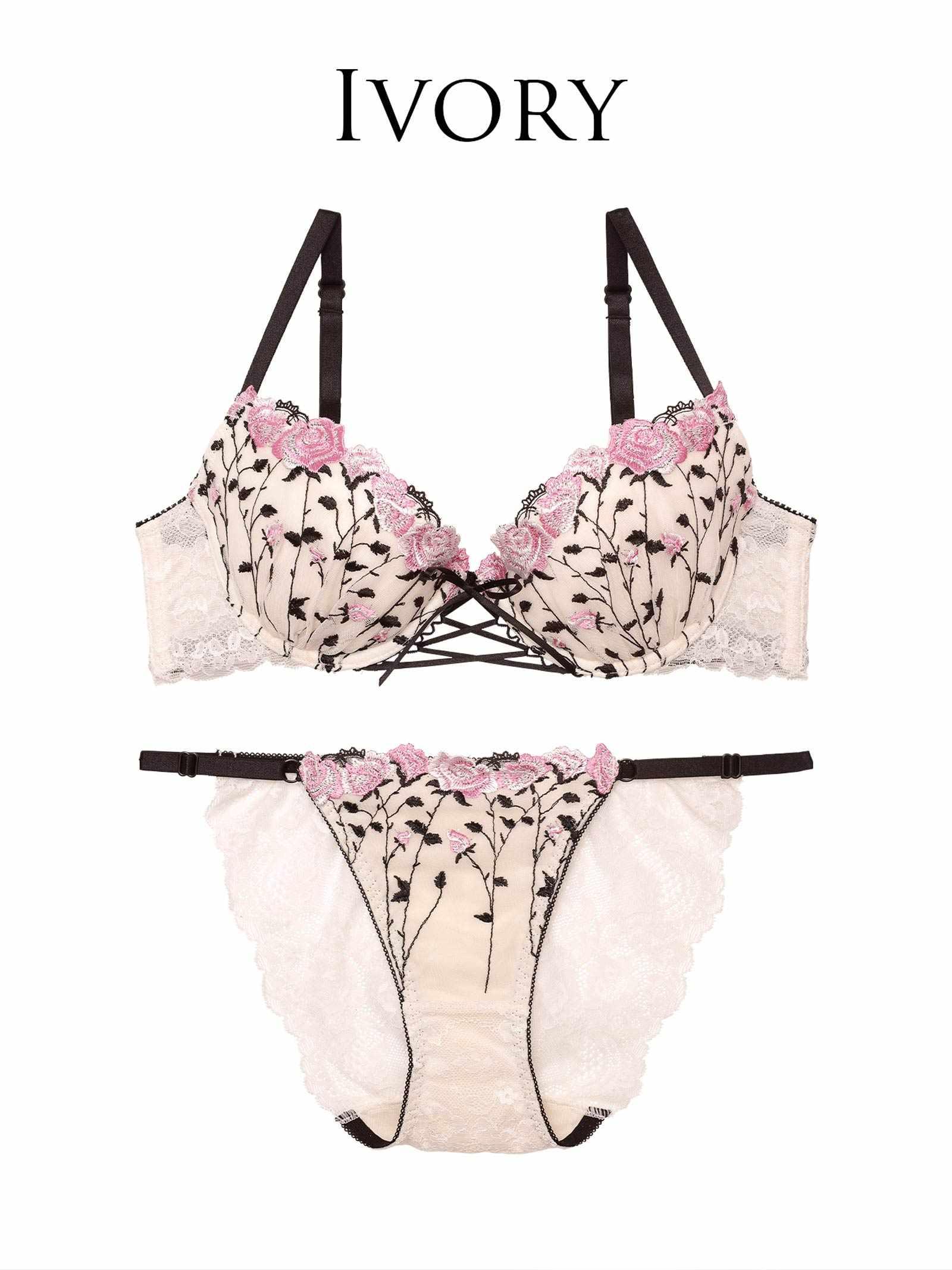 【Reinest】クラシックローズブーケブラジャー&バック透けフルバックショーツ - 【公式】247Lingerie