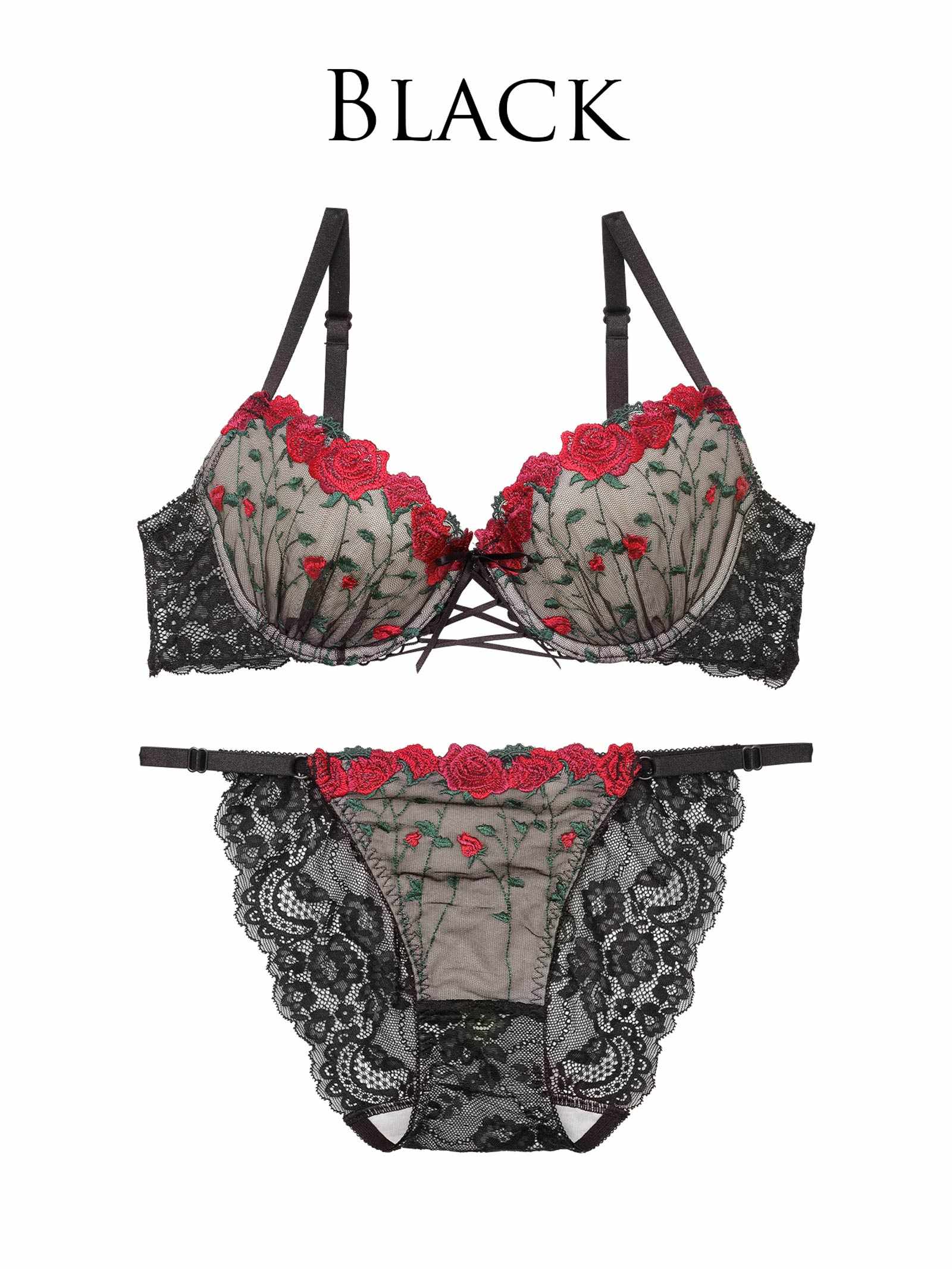 4/30新作!【Reinest】クラシックローズブーケブラジャー&バック透けフルバックショーツ