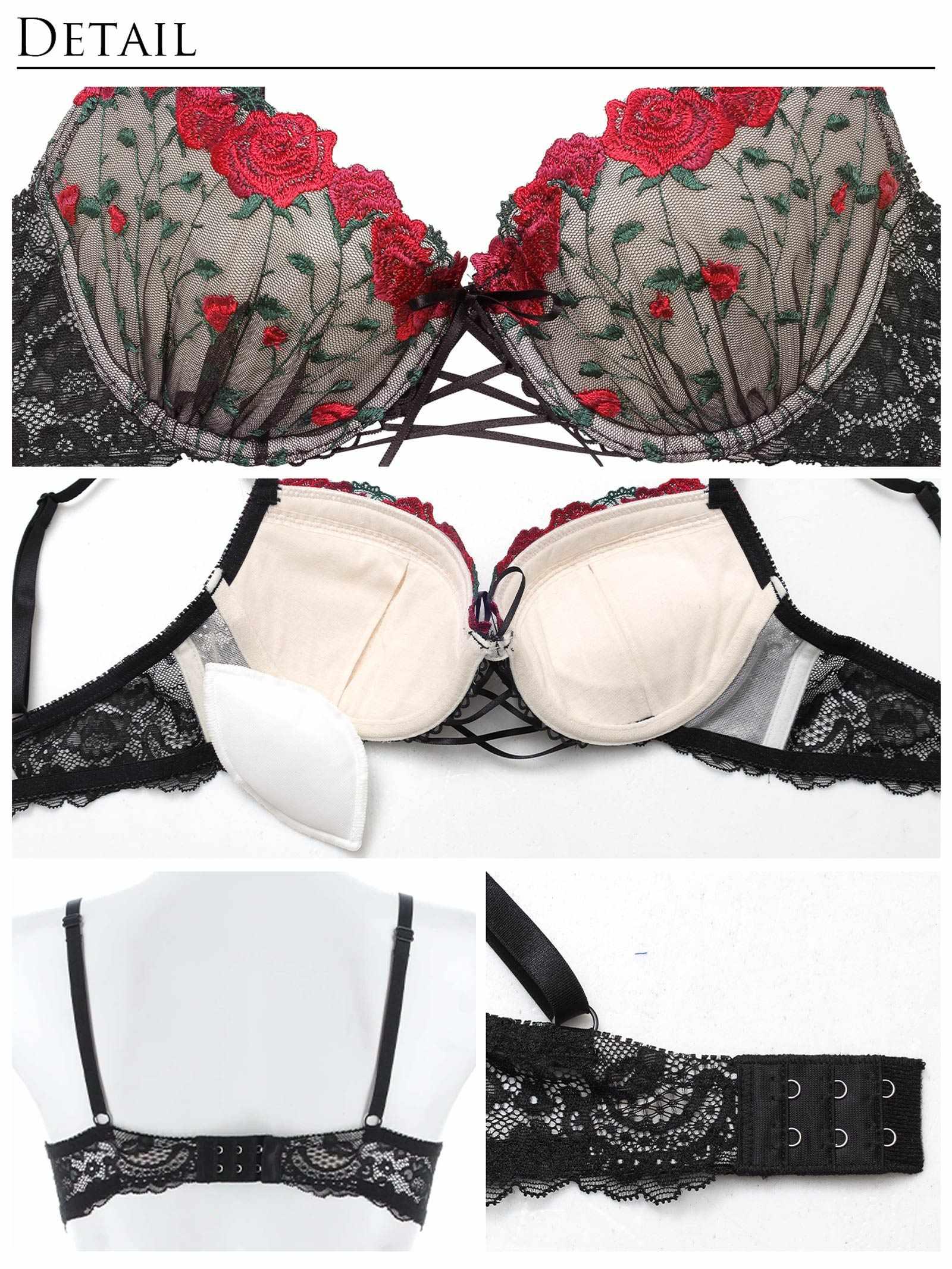 【Reinest】クラシックローズブーケブラジャー&バック透けフルバックショーツ - 【公式】247Lingerie