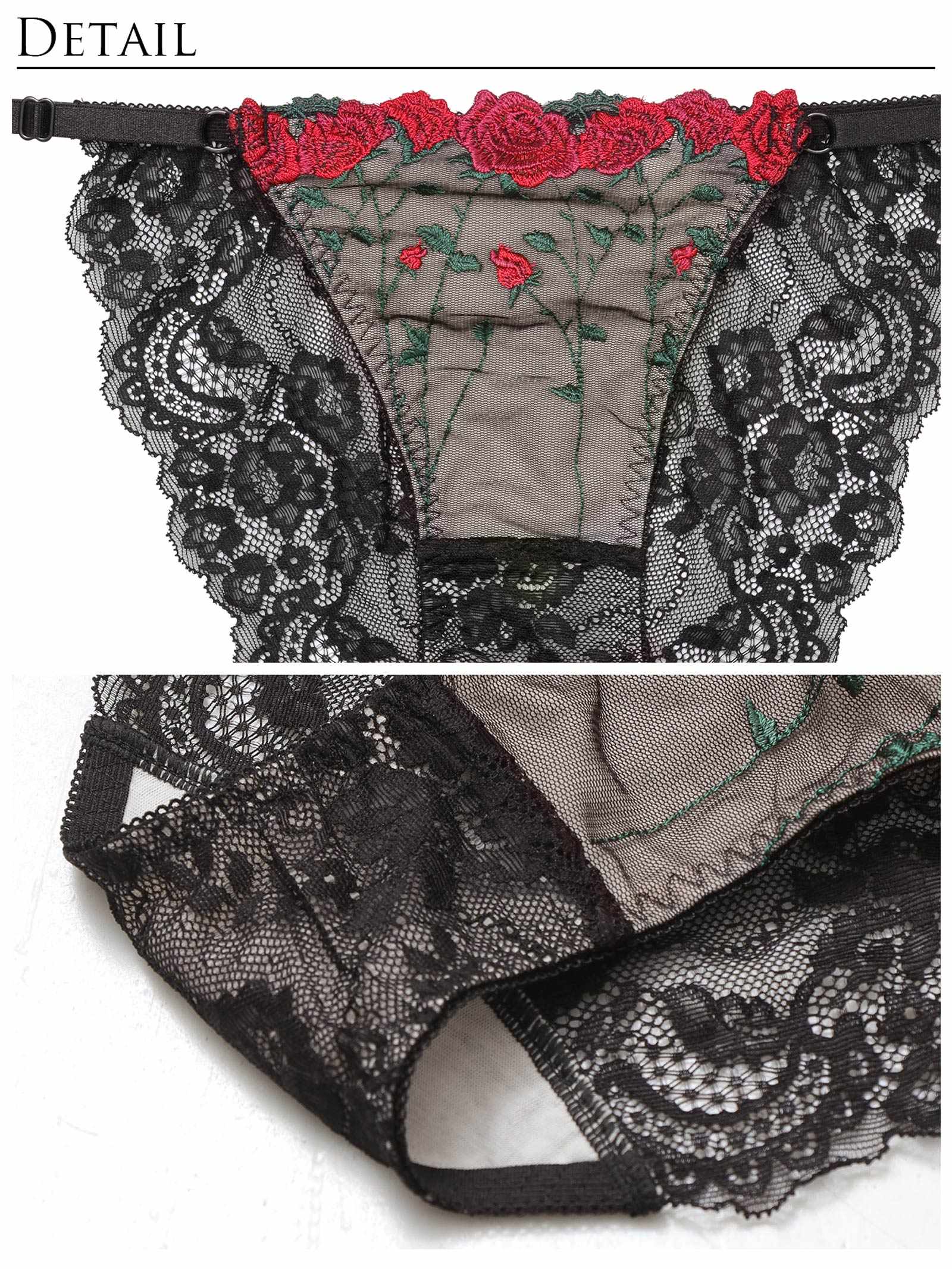 4/30新作!【Reinest】クラシックローズブーケブラジャー&バック透けフルバックショーツ