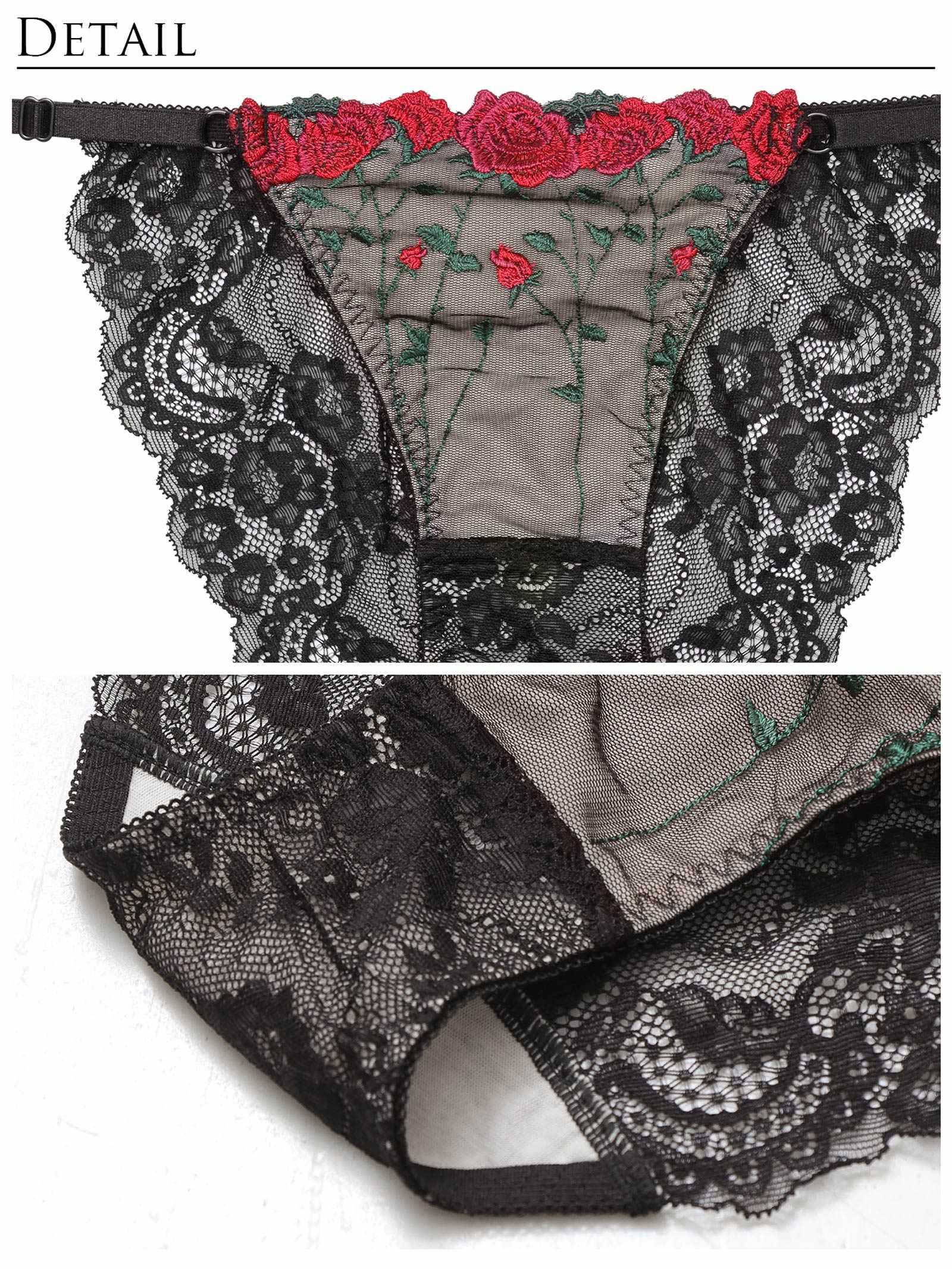 【Reinest】クラシックローズブーケブラジャー&バック透けフルバックショーツ - 【公式】247Lingerie