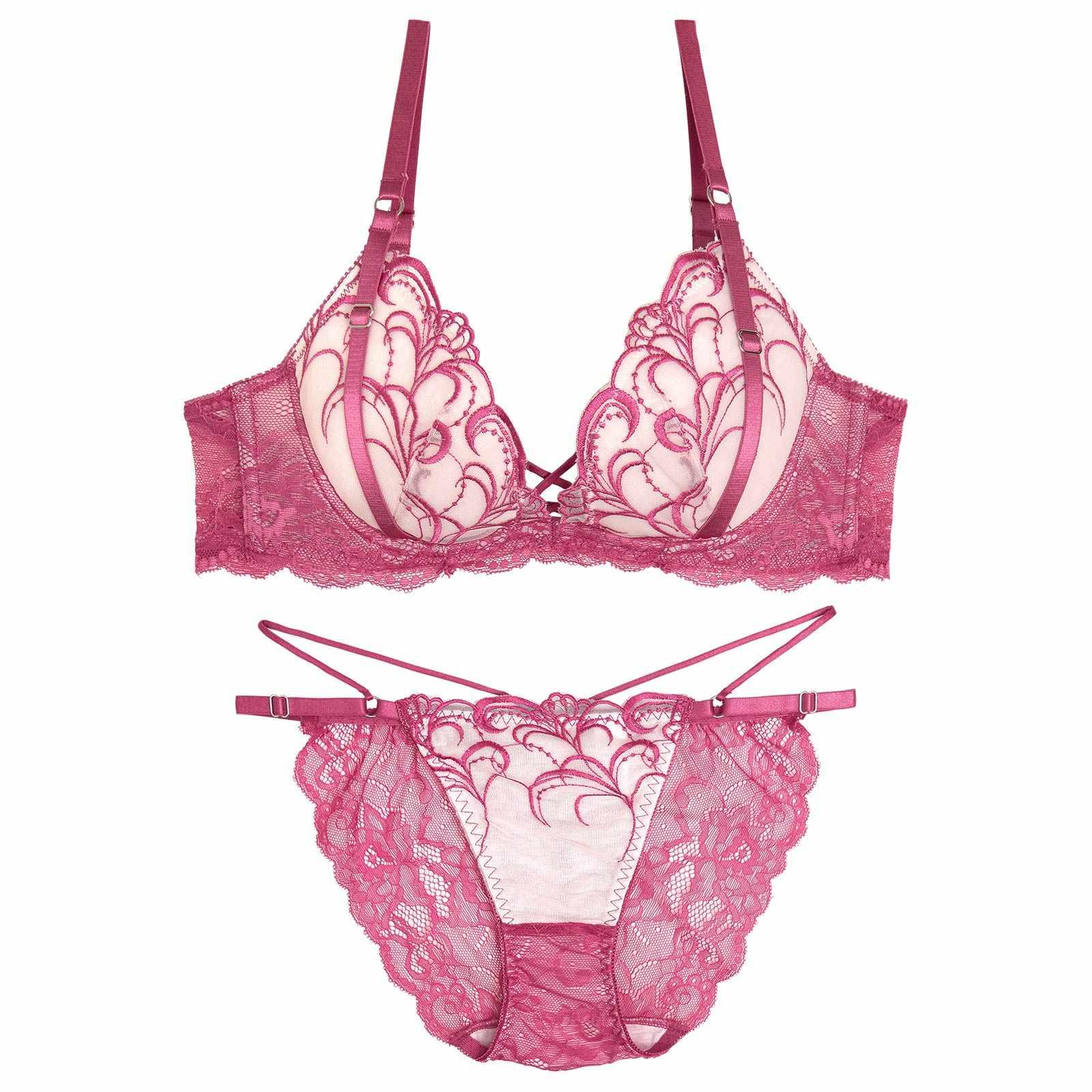 【永尾まりや着用】【Reinest】ストリングアイビーエンブロイダリーブラジャー&バック透けフルバックショーツ