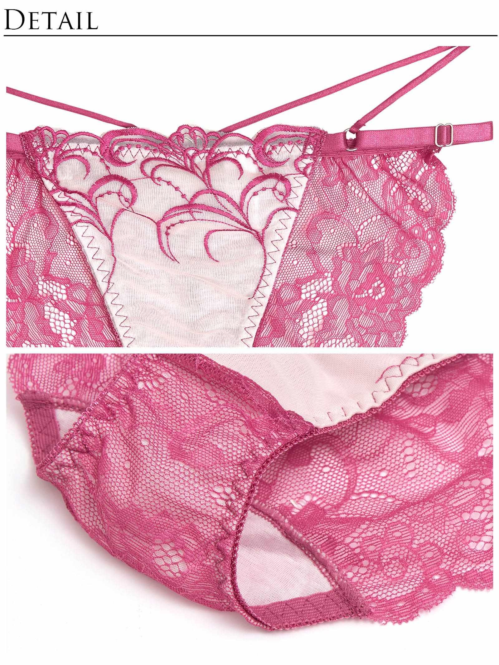 6/11新作!!【永尾まりや着用】【Reinest】ストリングアイビーエンブロイダリーブラジャー&バック透けフルバックショーツ