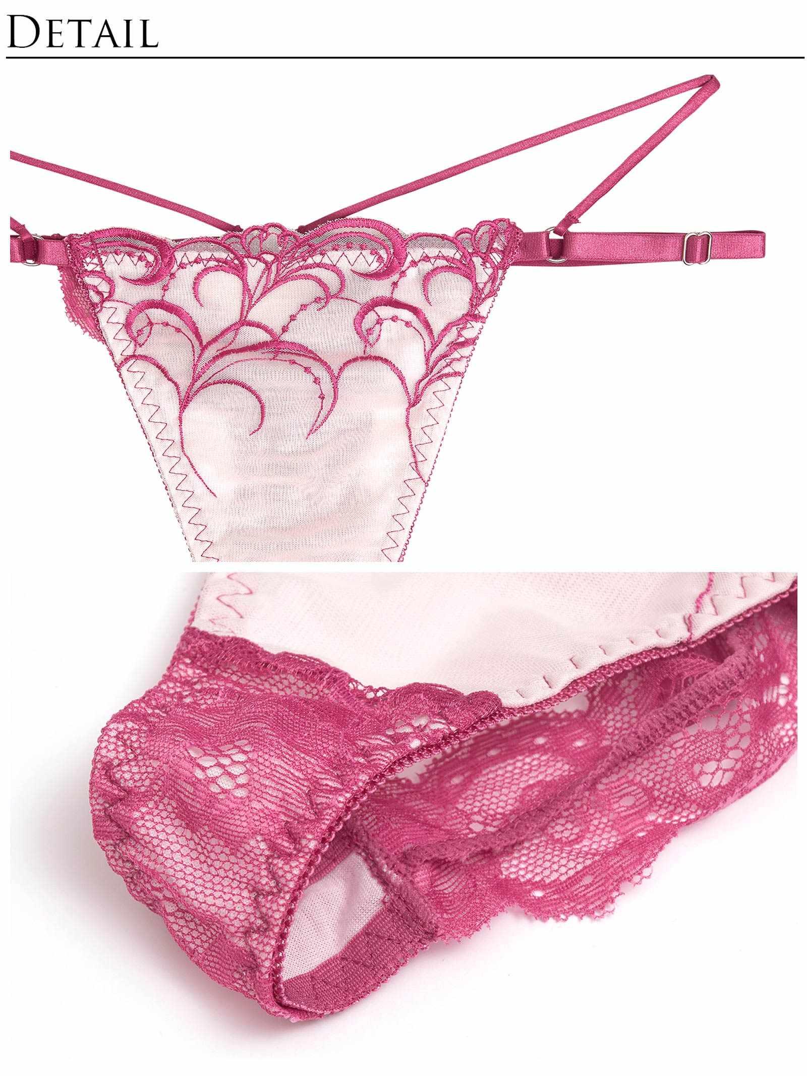 6/11新作!!【永尾まりや着用】【Reinest】ストリングアイビーエンブロイダリーブラジャー&バック透けTバックショーツ