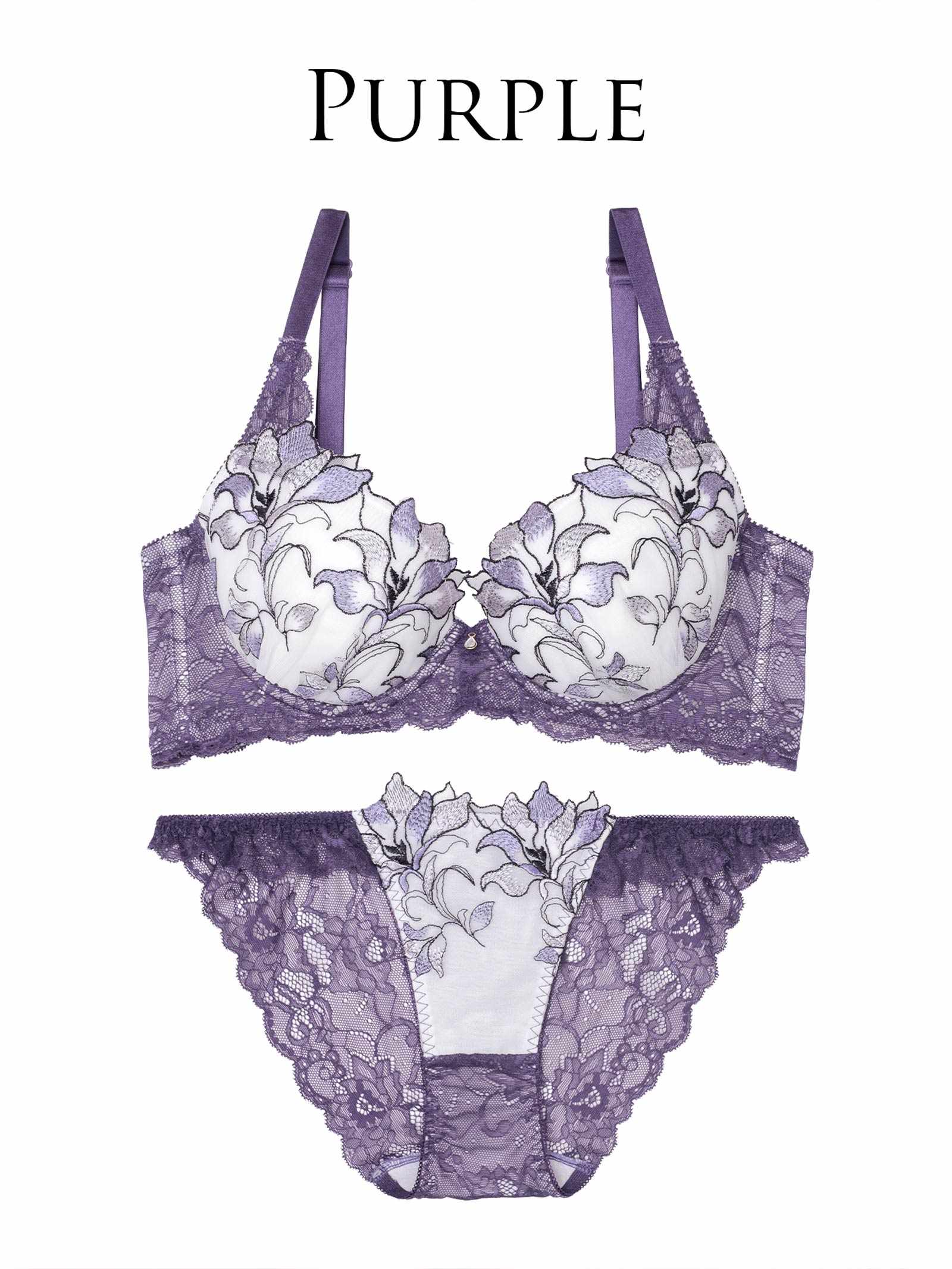 6/23新作!!【永尾まりや着用】【Reinest】トワイライトリリーレース育乳脇高★魔法のブラジャー&バック透けフルバックショーツ