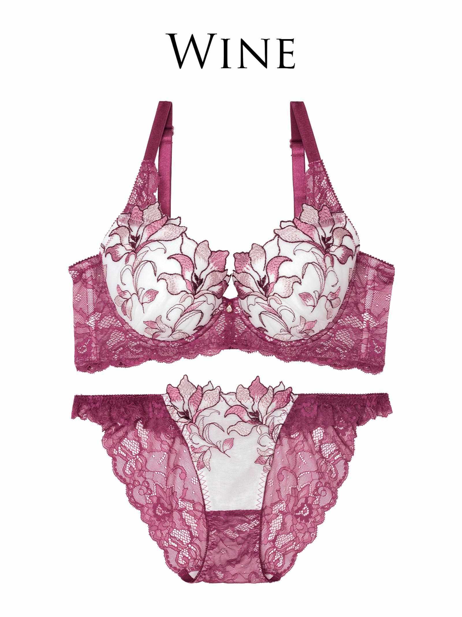 6/23新作!!【永尾まりや着用】【Reinest】トワイライトリリーレース育乳脇高★魔法のブラジャー&バック透けフルバックショーツ