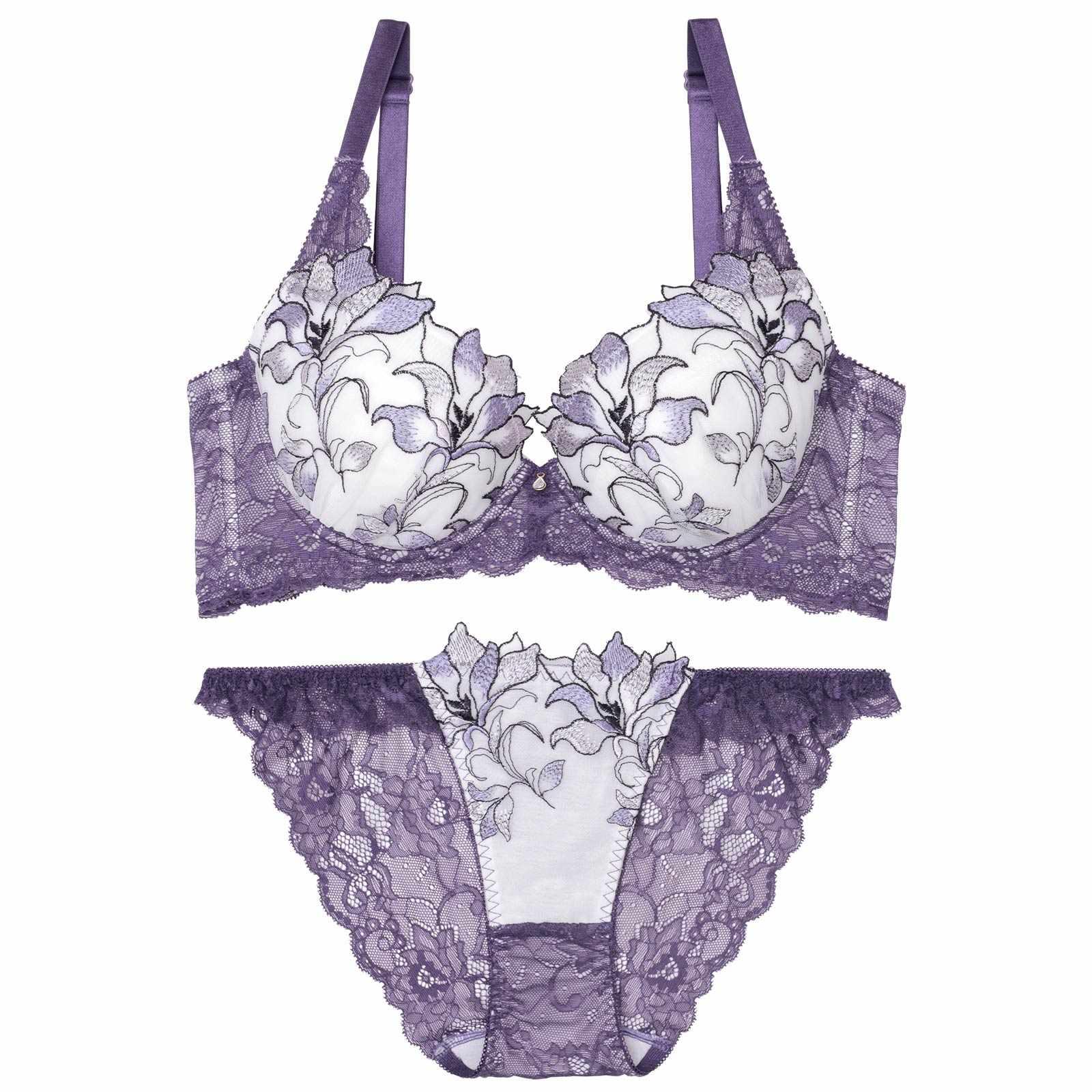 【永尾まりや着用】【Reinest】トワイライトリリーレース育乳脇高★魔法のブラジャー&バック透けフルバックショーツ