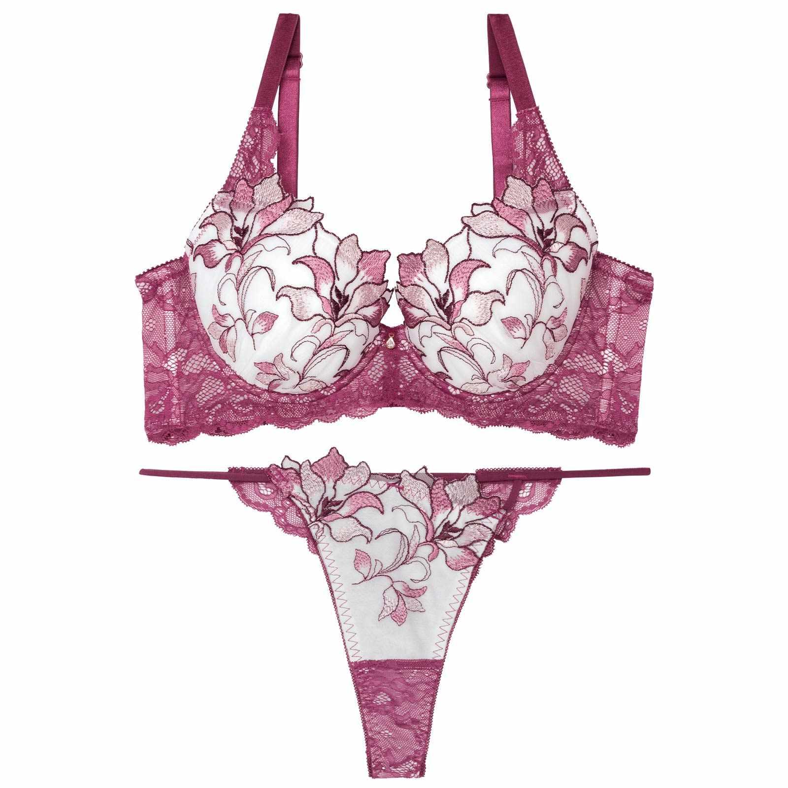 【永尾まりや着用】【Reinest】トワイライトリリーレース育乳脇高★魔法のブラジャー&バック透けTバックショーツ