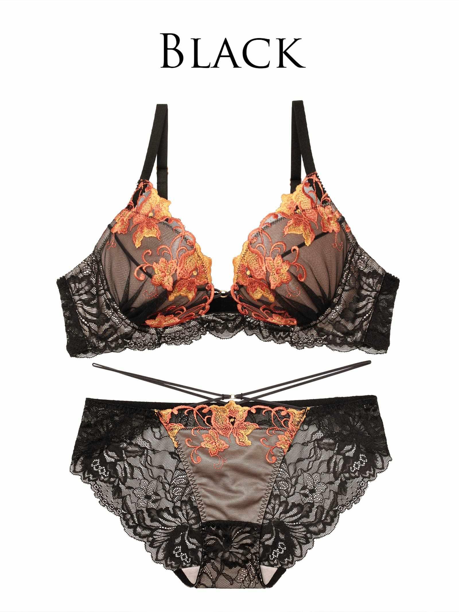 8/1新作!【永尾まりや着用】【Reinest】シックブロッサムコードブラジャー&バック透けフルバックショーツ