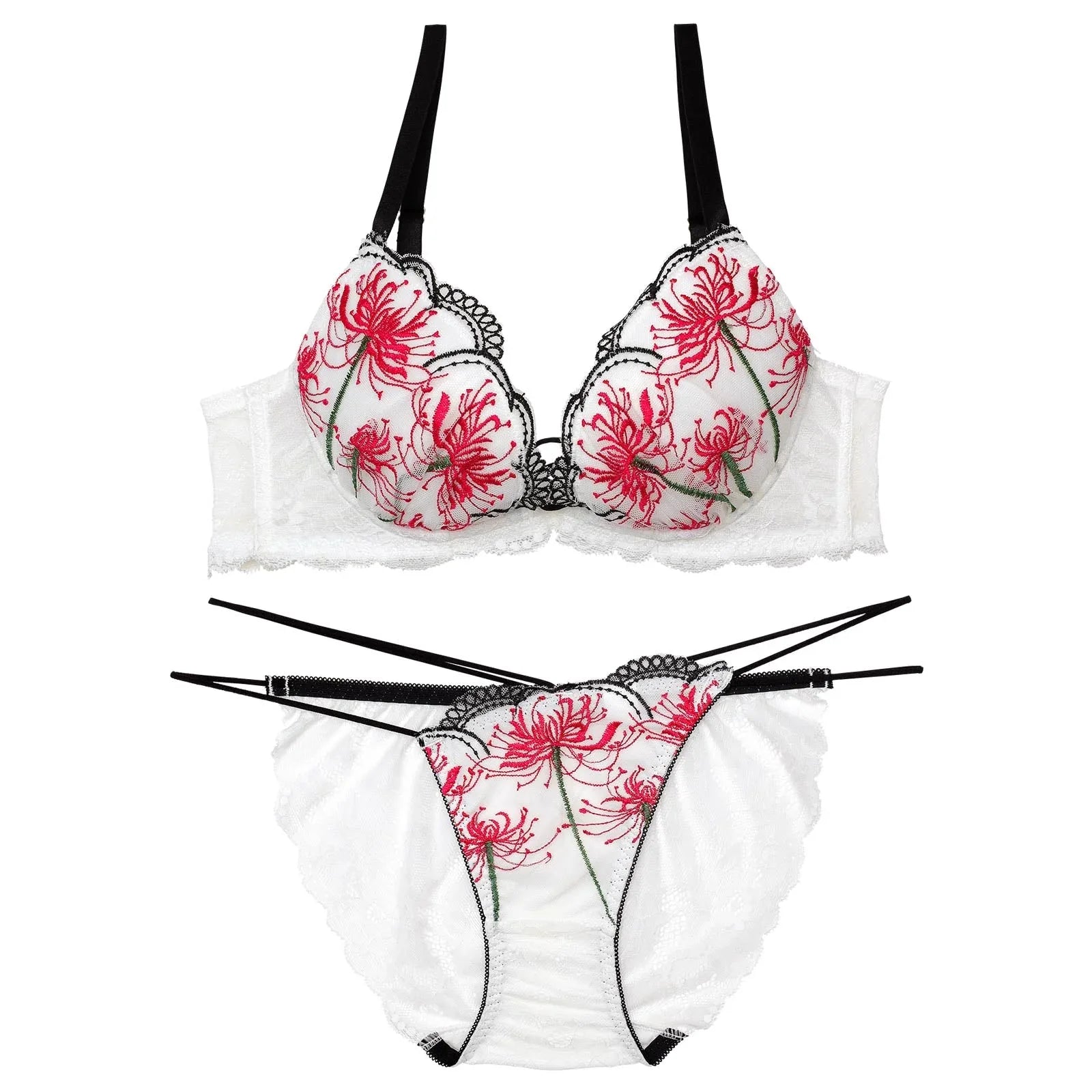 3/7再販!【Reinest】スパイダーリリーレースブラジャー&バック透けフルバックショーツ