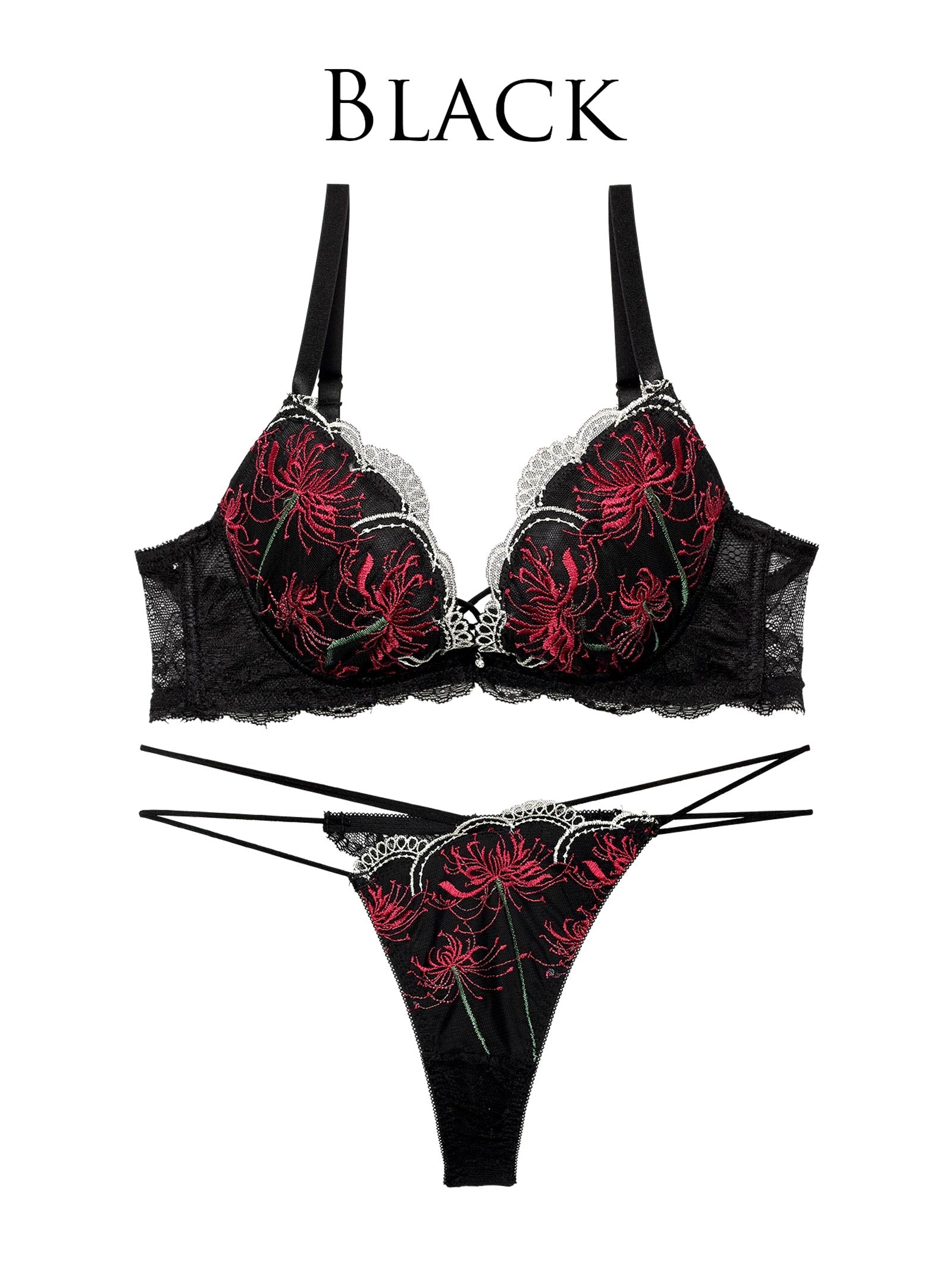 9/17新作!【Reinest】スパイダーリリーレースブラジャー&バック透けTバックショーツ